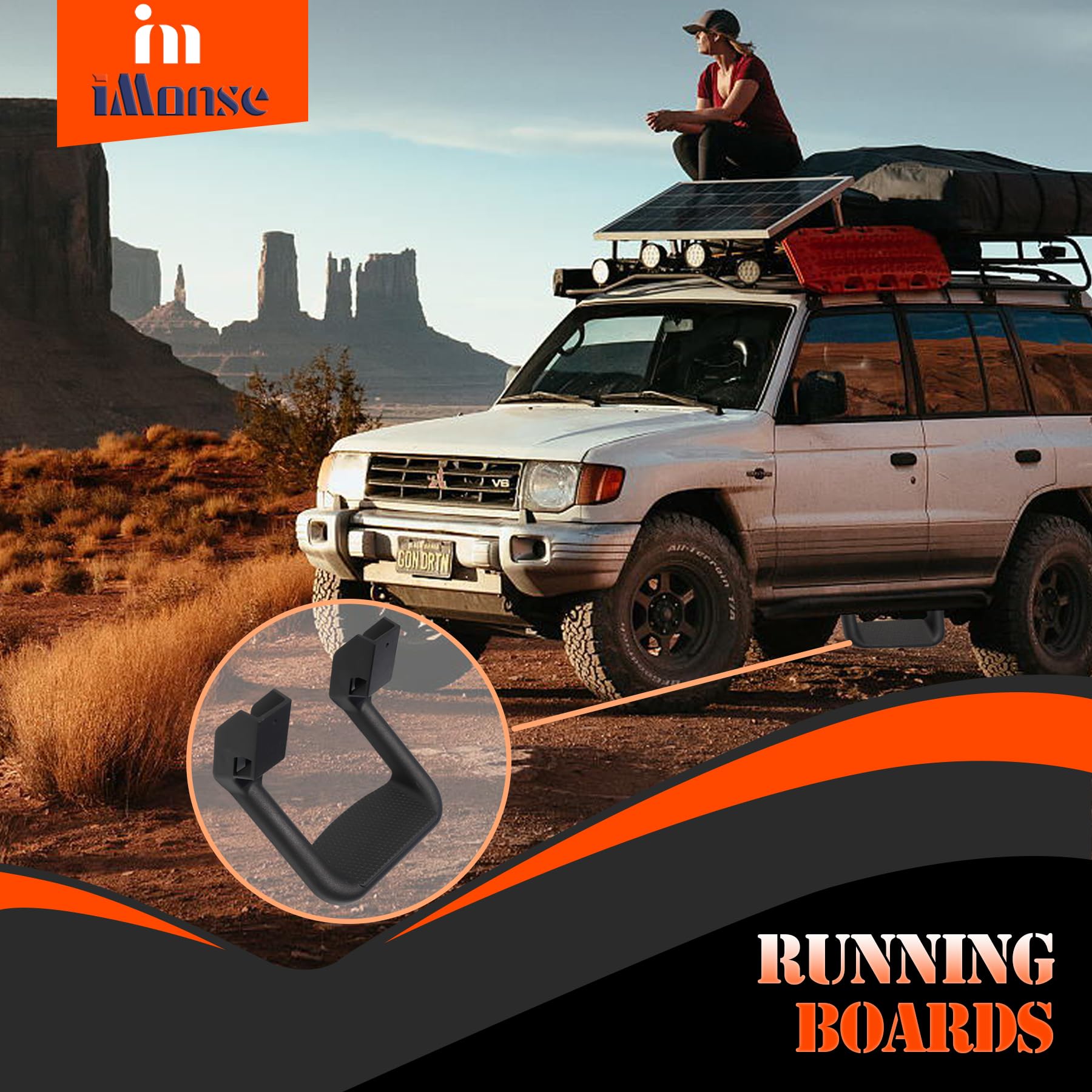 iMonse 2Pcs Universal Black Aluminum Side Step Bars Replacement for Trucks from Chevy (Chevrolet), Ford, Toyota, GMC, Dodge RAM,