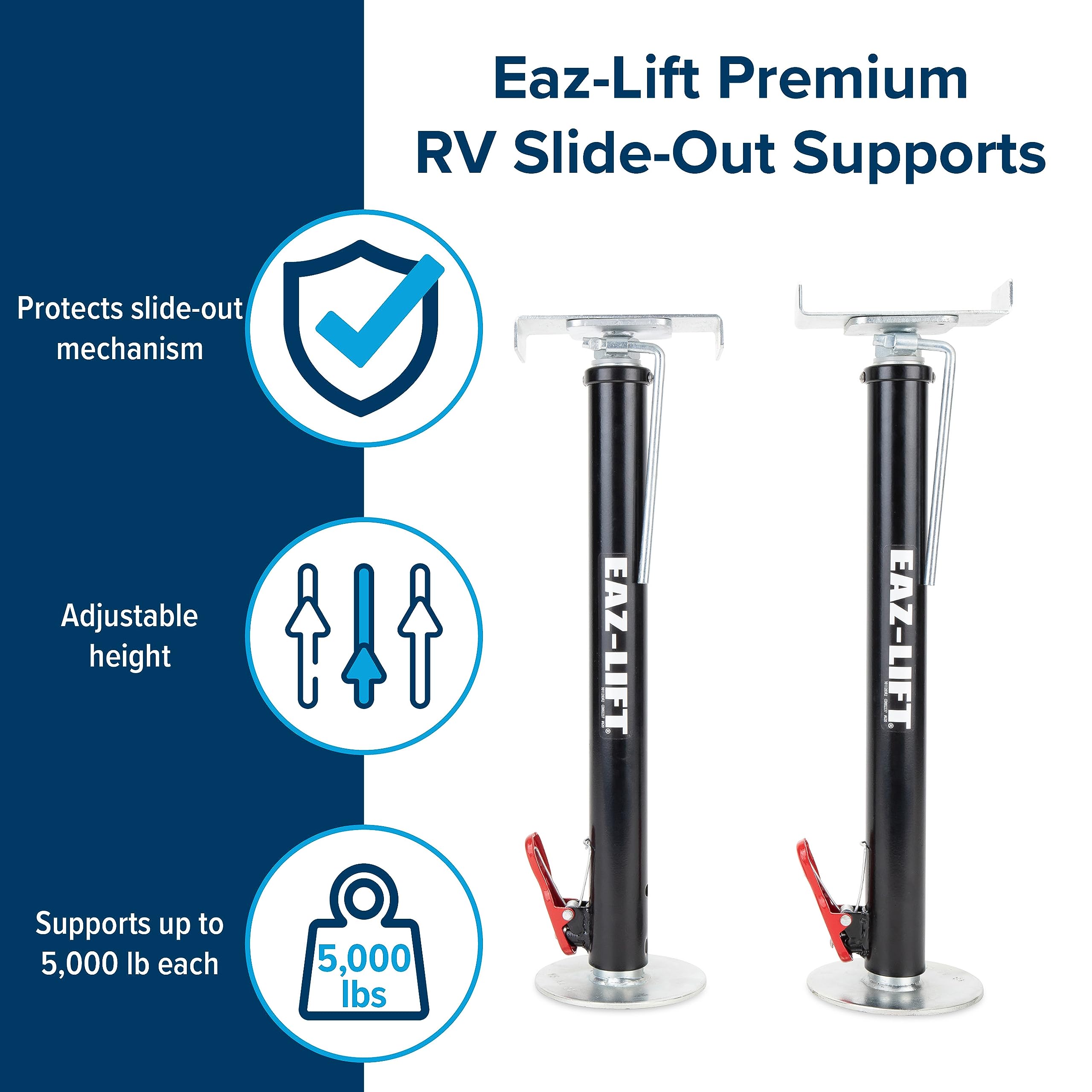 Camco Eaz-Lift Adjustable Camper/Rv Slide-Out Supports - Features A 5,000Lb Weight Capacity Per Support, A Quick Release Pin, An