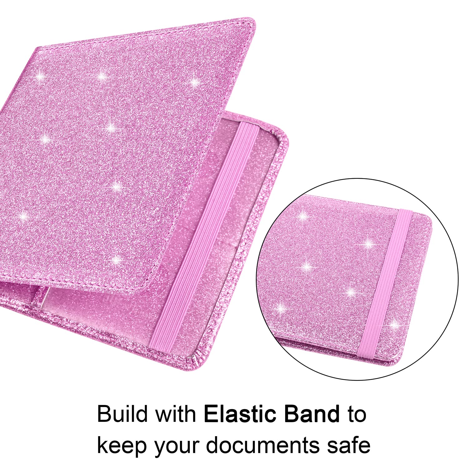 Wisdompro Car Registration And Insurance Holder Glitter Pu Leather Glove Box Organizer Wallet For Document, Id, Driver 'S Licens