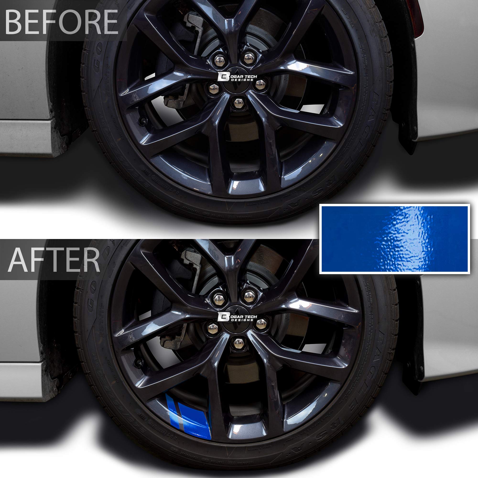BOGAR TECH DESIGNS - Wheel Rim Decal Stripes for 18'' - 20'' Wheels, Gloss Blue