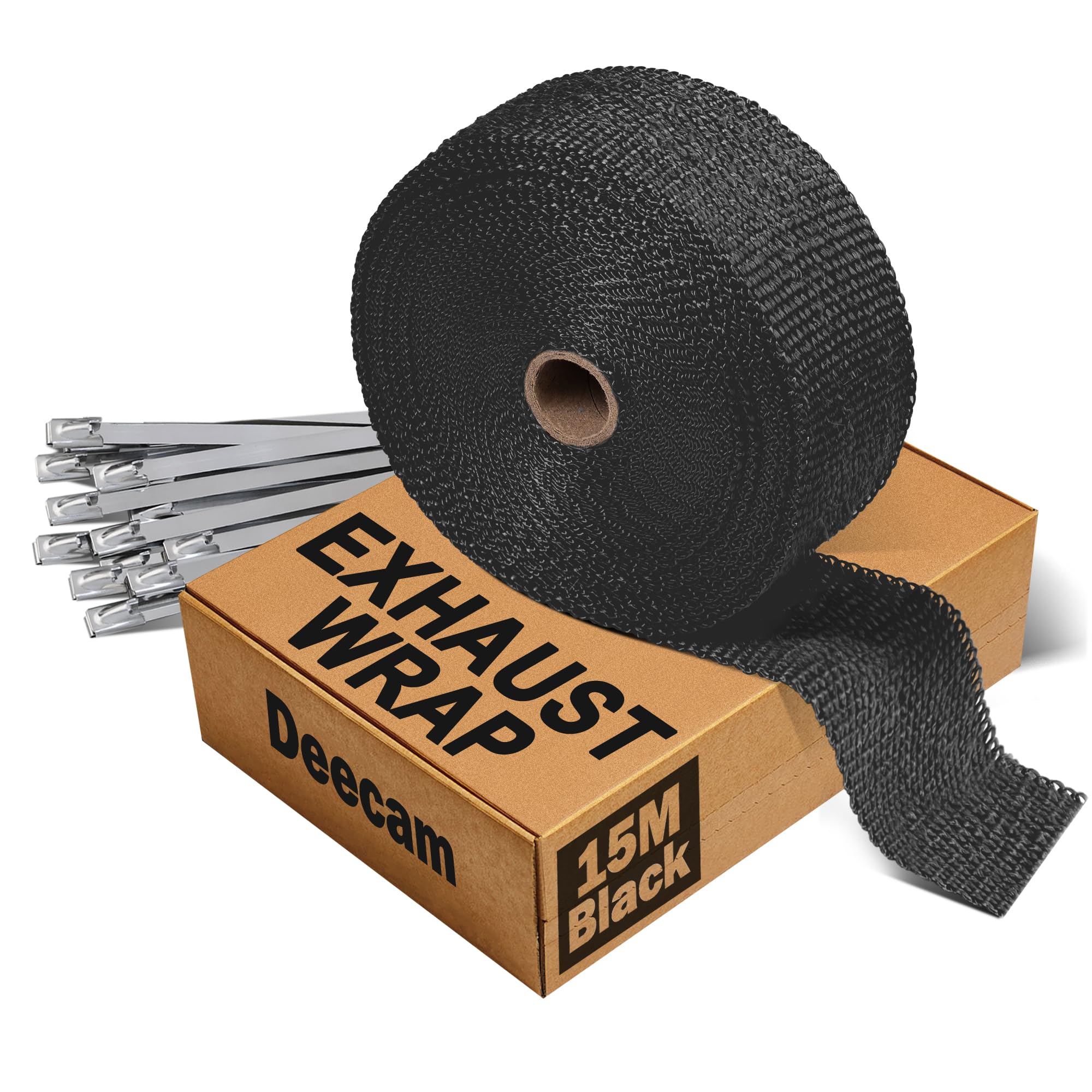 Deecam Exhaust Wrap, Black Exhaust Header Heat Wrap, 2 ' ' X 50 ' Motorcycle High Temp Heat Shield Tape Roll For Exhaust Pipes W