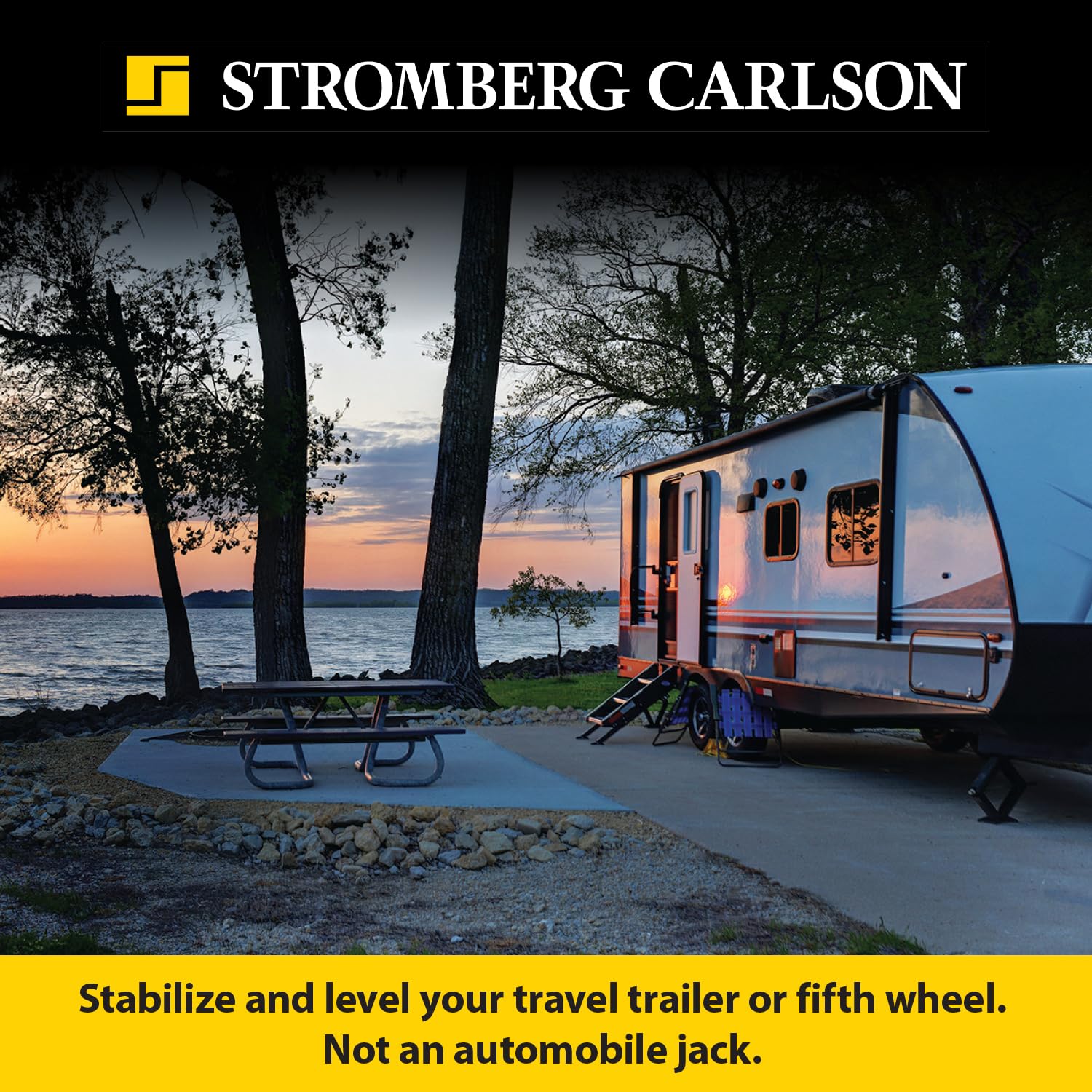 Stromberg Carlson Jsc-30-Ind One Scissor Jack - 30 Sturdy Rv & Trailer Stabilizer Jack, Camping & 5Th Wheel Leveling Accessories, Bowtie Base, 7500 Lbs Capacity, One Jack Only, No Socket, Black