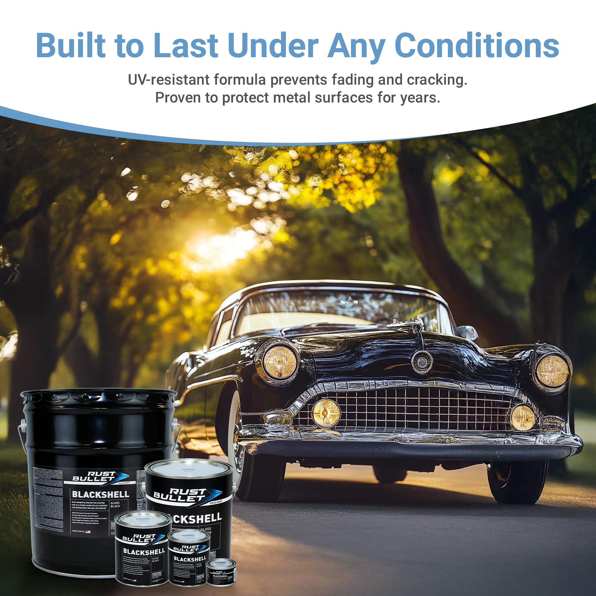 Rust Bullet Blackshell - Gloss Black - 4 Oz - Corrosion Preventive Coating, Uv Resistant Rust Proofing Paint, Long-Lasting Metal