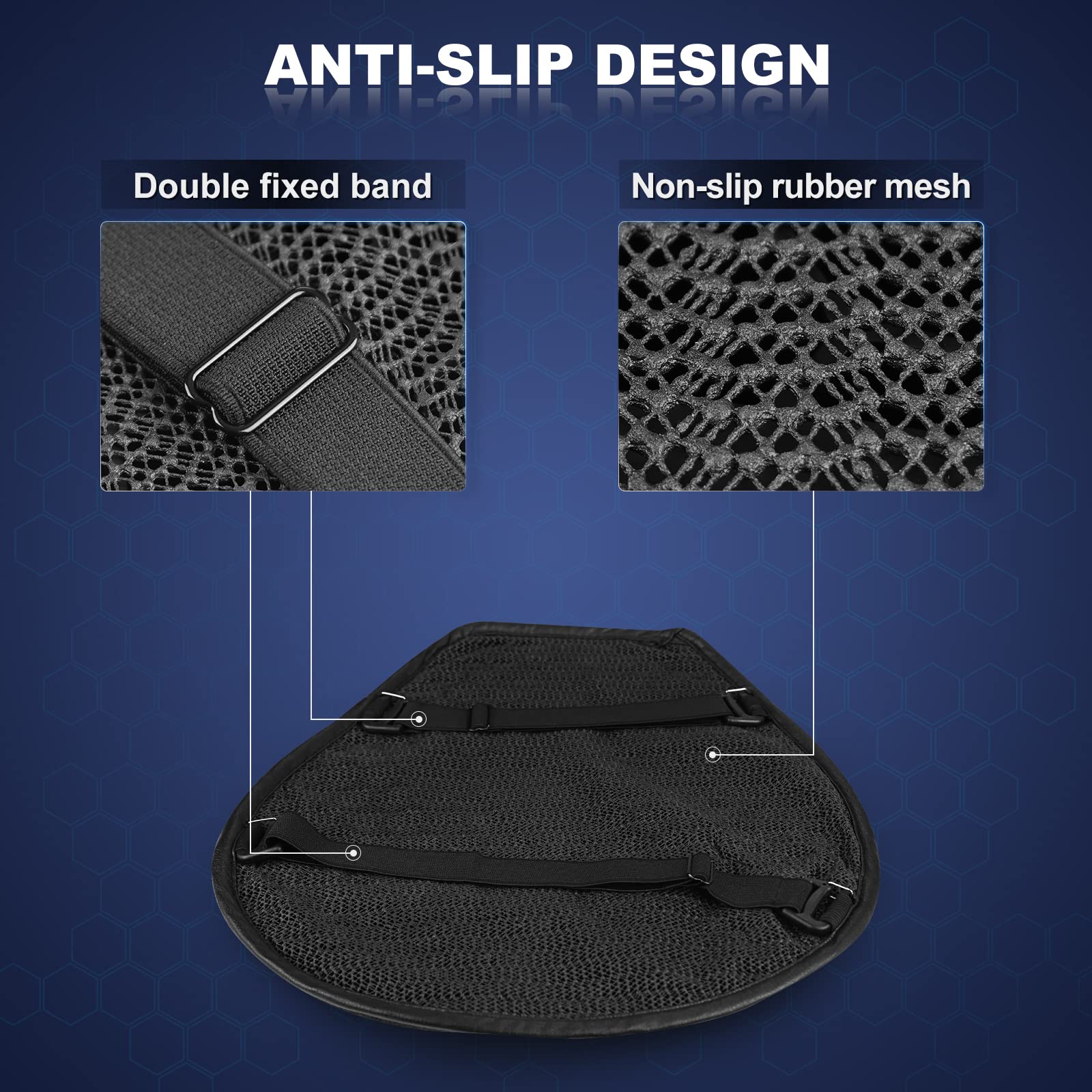 Skyjdm Foldable Motorcycle Gel Seat Cushion, Large 3D-Honeycomb Structure Shock Absorption & Breathable Motorcycle Gel Seat Pad For Long Rides (L)