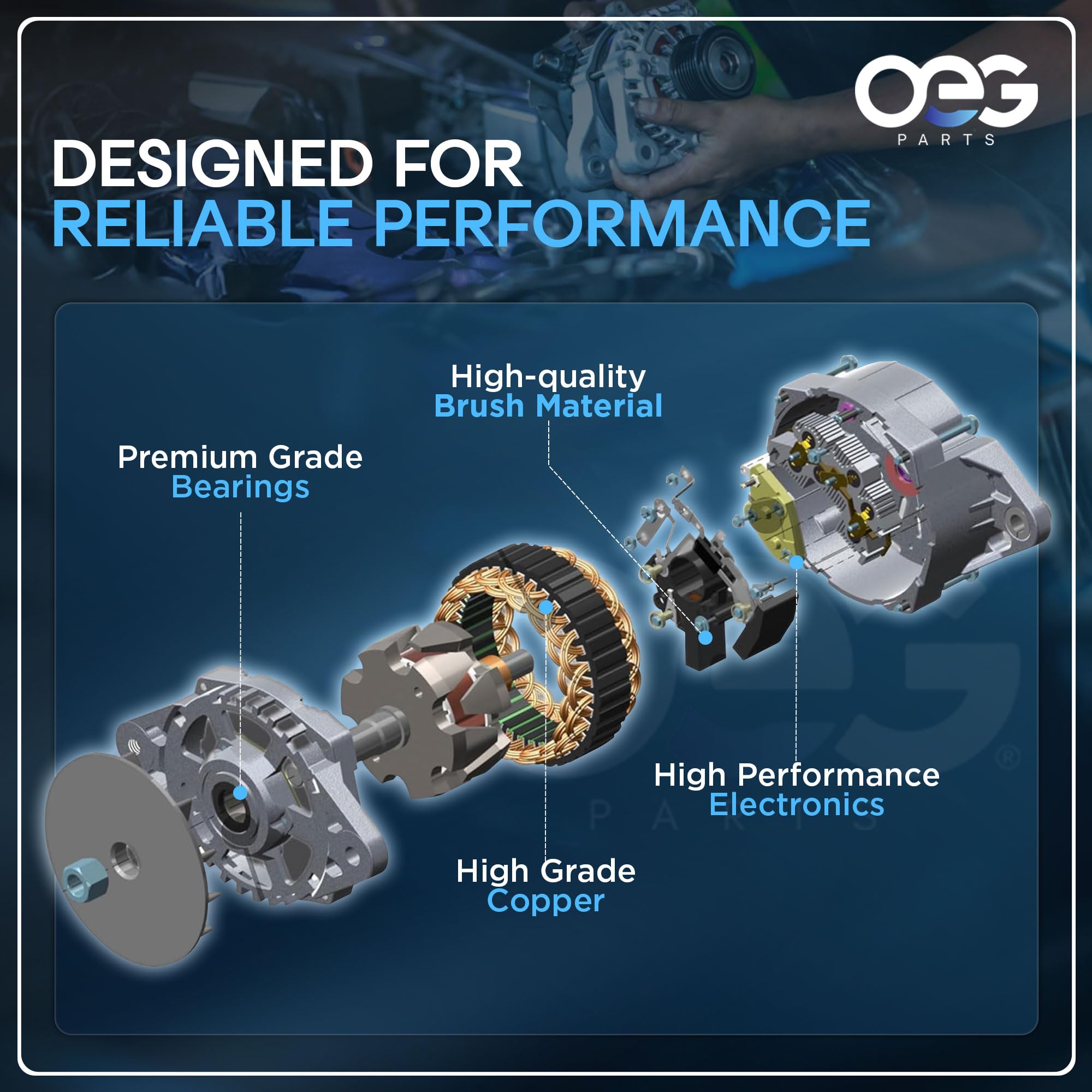 OEG Parts New Alternator Compatible With Infiniti G35 03-06 3.5L, FX35 03-08 3.5L, Compatible With Nissan 350Z 03-06 3.5L, Pathf