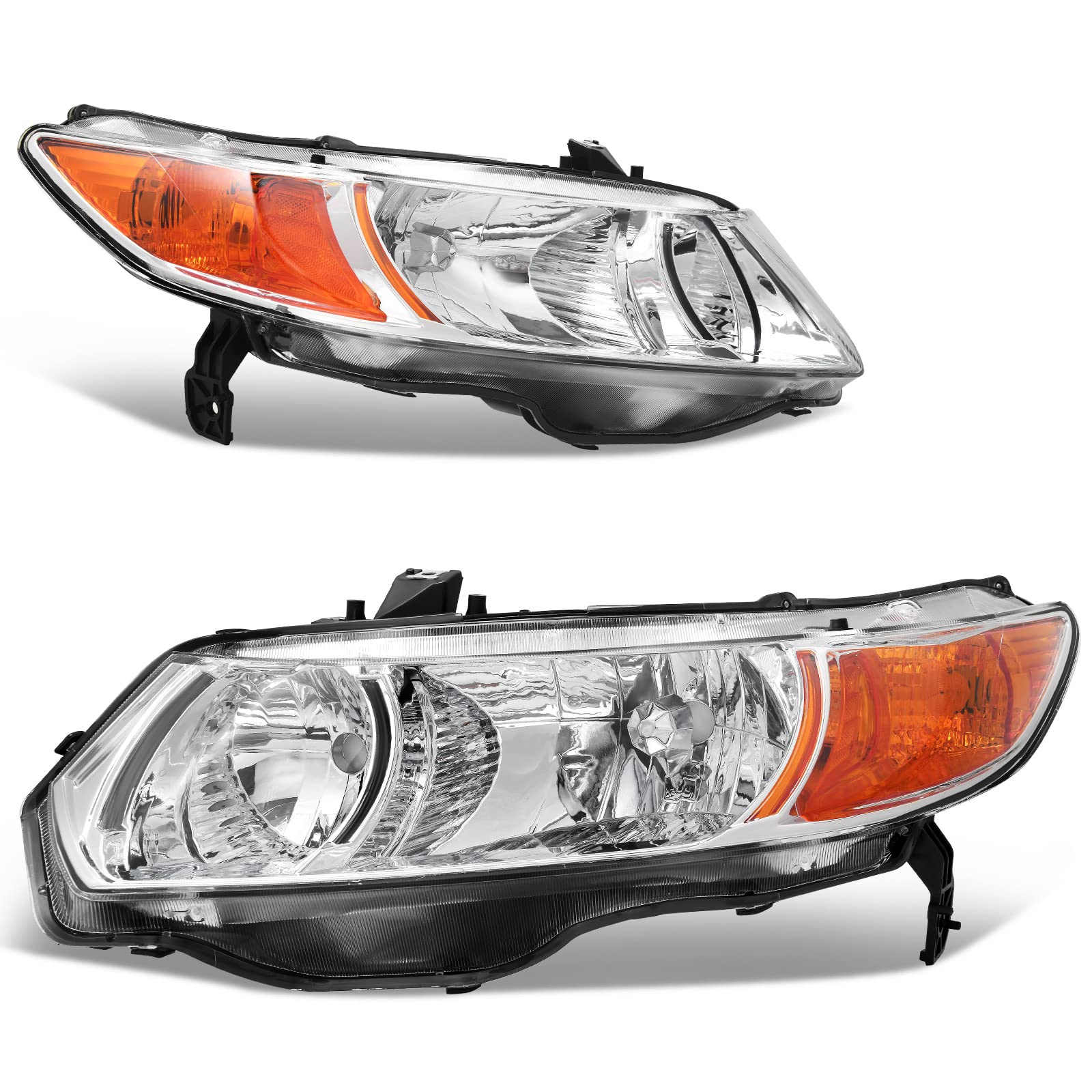 Autosaver88 Headlight Assembly Compatible With 2006-2011 Civic Coupe Oe Style Replacement Headlamps Amber Park Lens