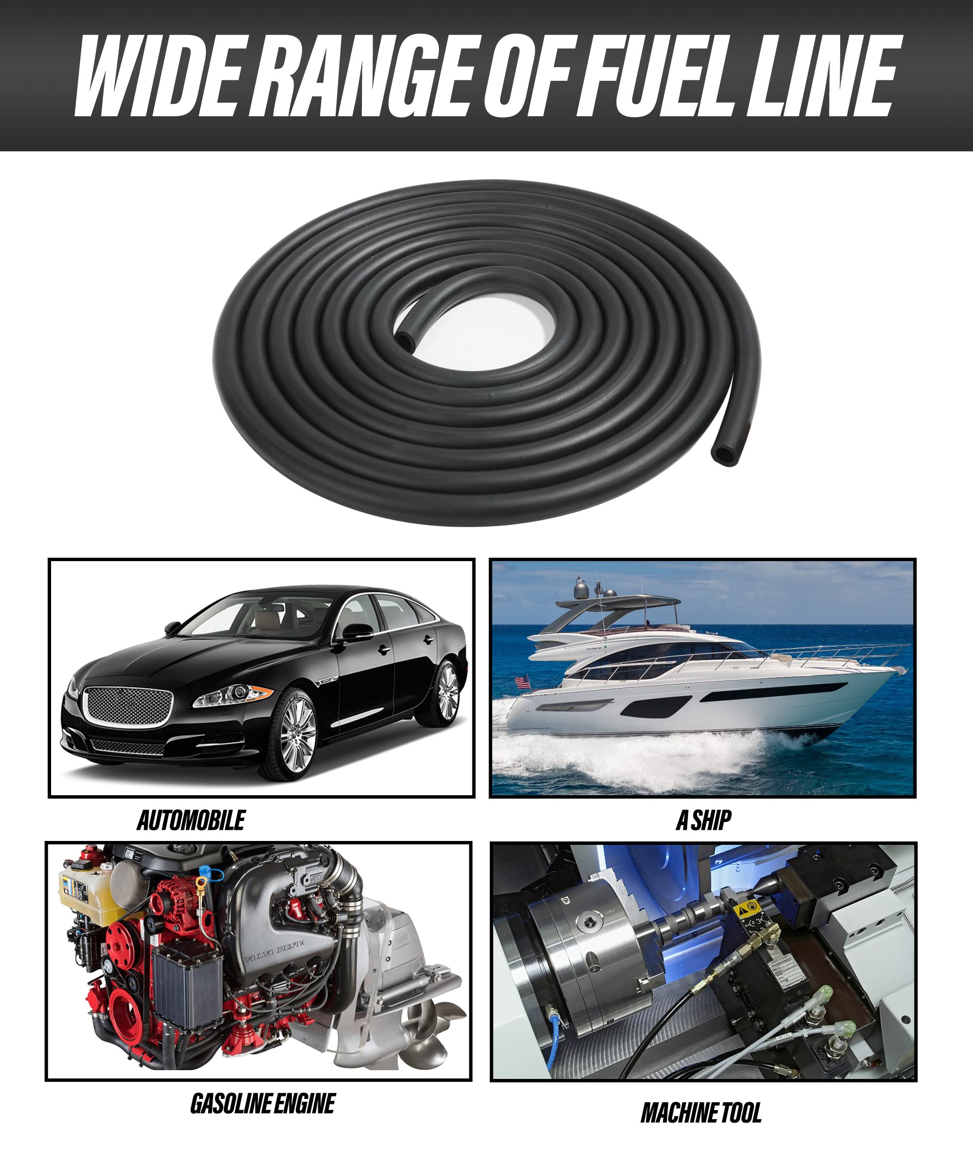 ESEWALAS 20pcs Fuel Line Kit - 9.85ft 1/4 ID Hose with 2/5 (11mm) Clamps for Motorcycle, Tractors