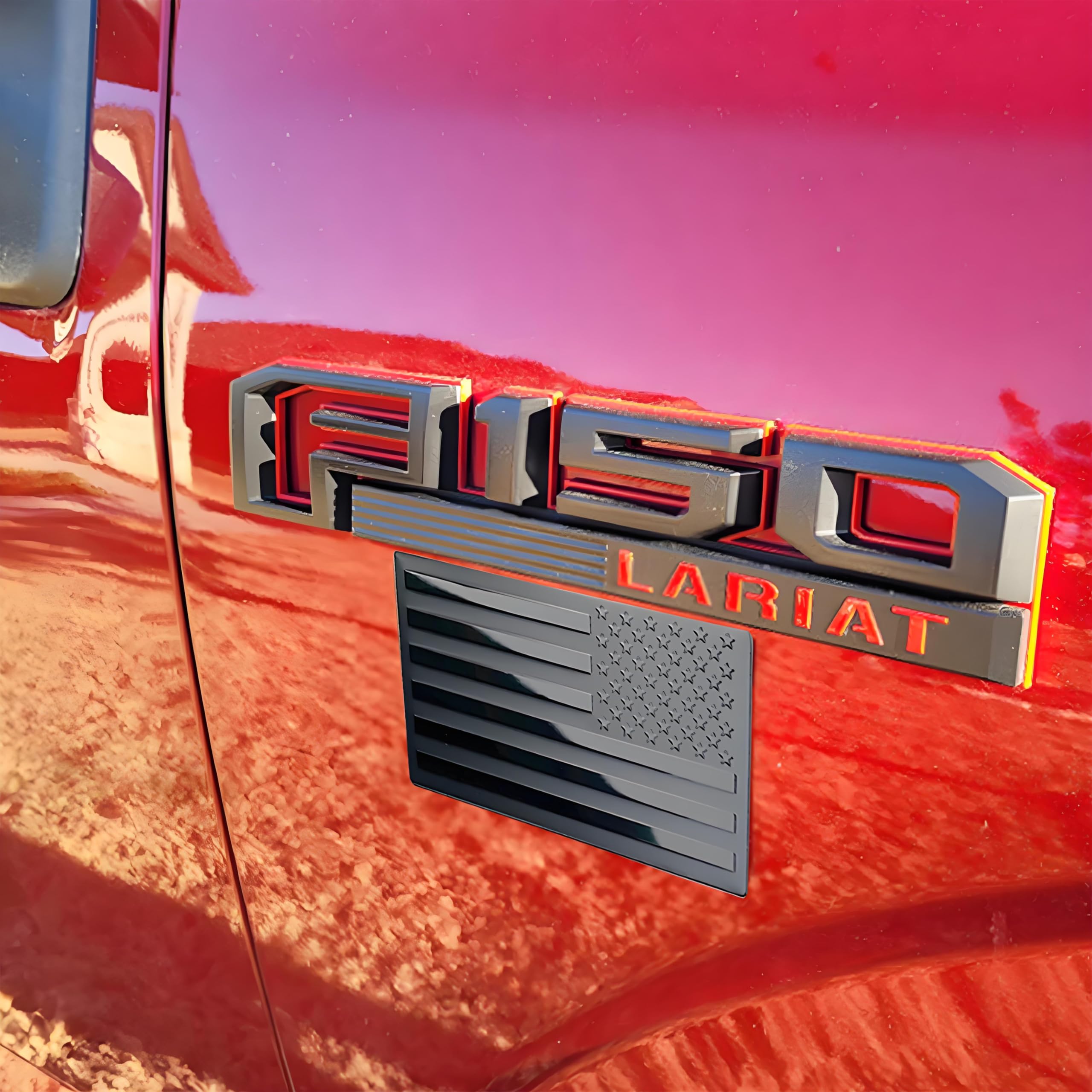 Metal American Flag Emblem Decal,Black American Flag Decal,For Car, Truck Or Suv,5''X3''(1 Pair) (Black)