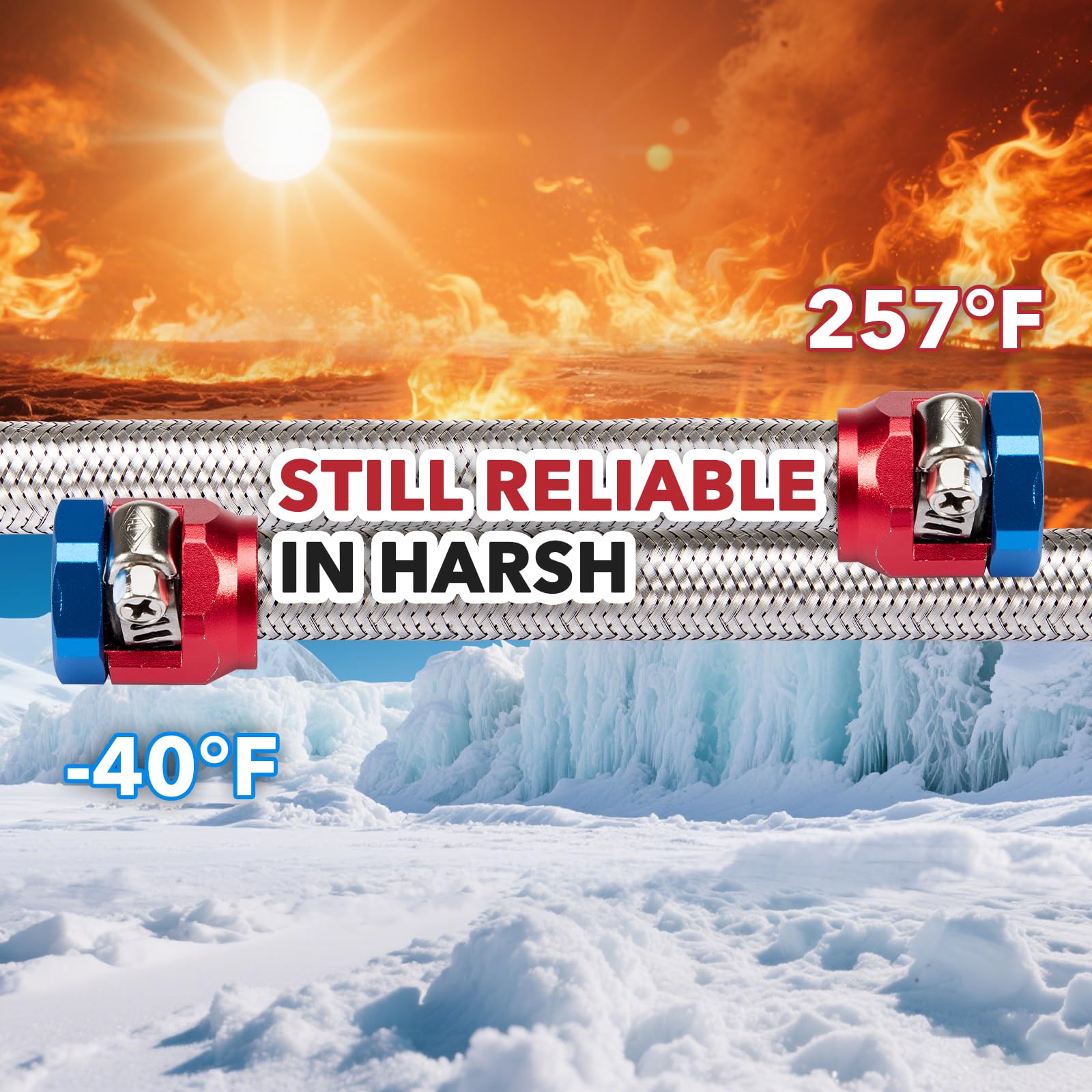 Carbole Stainless Steel Braided Fuel Line, 5/16'' I.D. Diesel Hose Swap Efi Ptfe With Fittings For Automotive Fuels Lubricants C