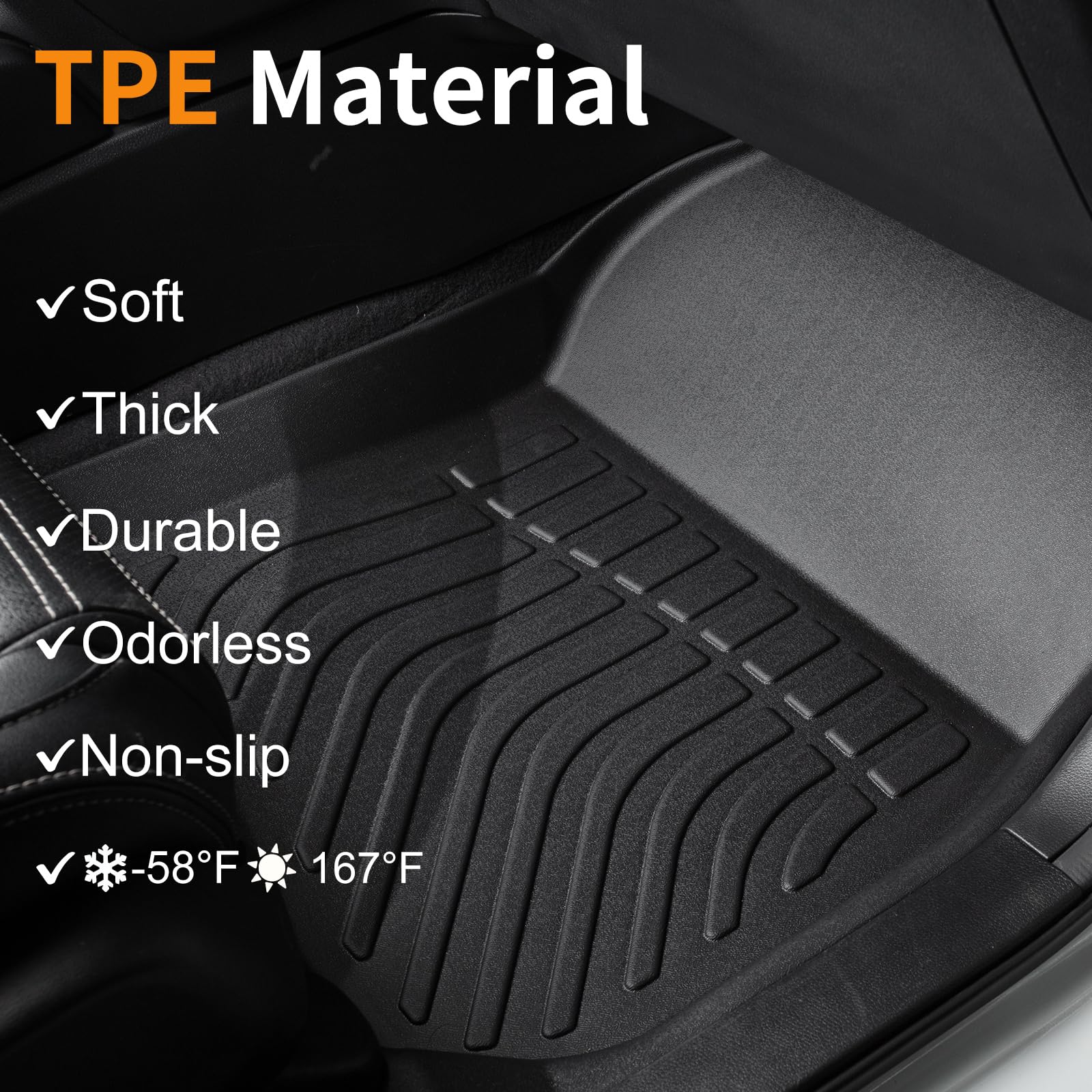 Binmotor-Floor Mats Custom for for Genesis GV80 2021-2025 5-Seater, 1st & 2nd Row Full Set, Heavy Duty Car Floor Liners for Gene