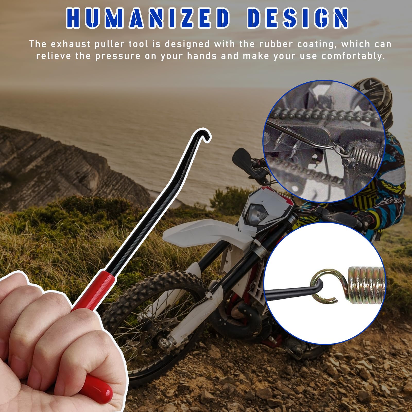 Sylvil Motorcycle Exhaust Spring Hook, T Shaped Handle Spring Puller Installation Tool with Rubber Coating, Universal Pipe Sprin