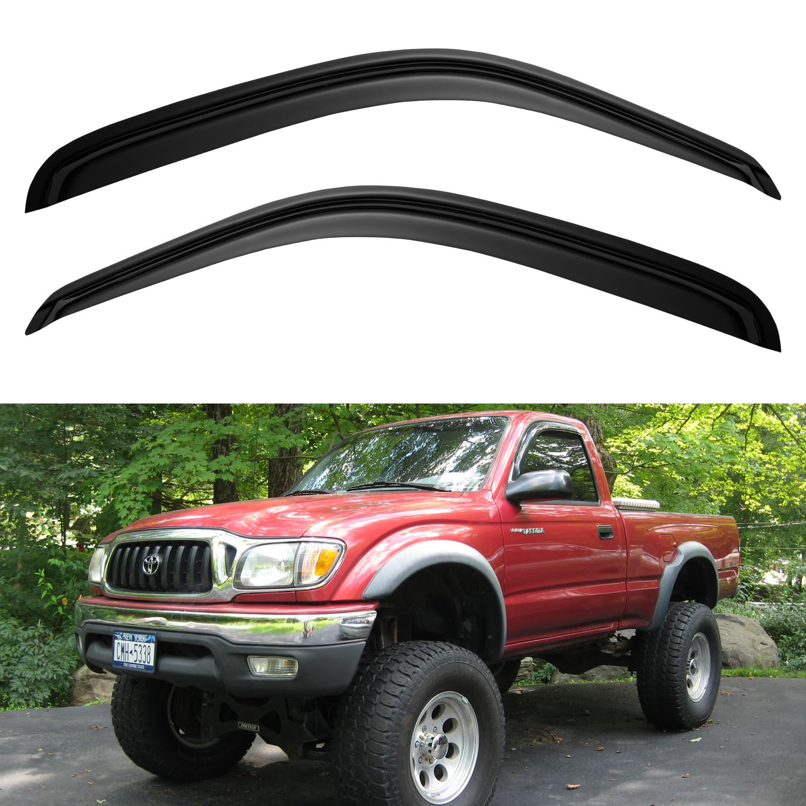 Window Visors Rain Guards For 1995-2004 Toyota Tacoma Regular Cab, Out-Channel Window Vent Wind Deflectors Visors Shades For 95-