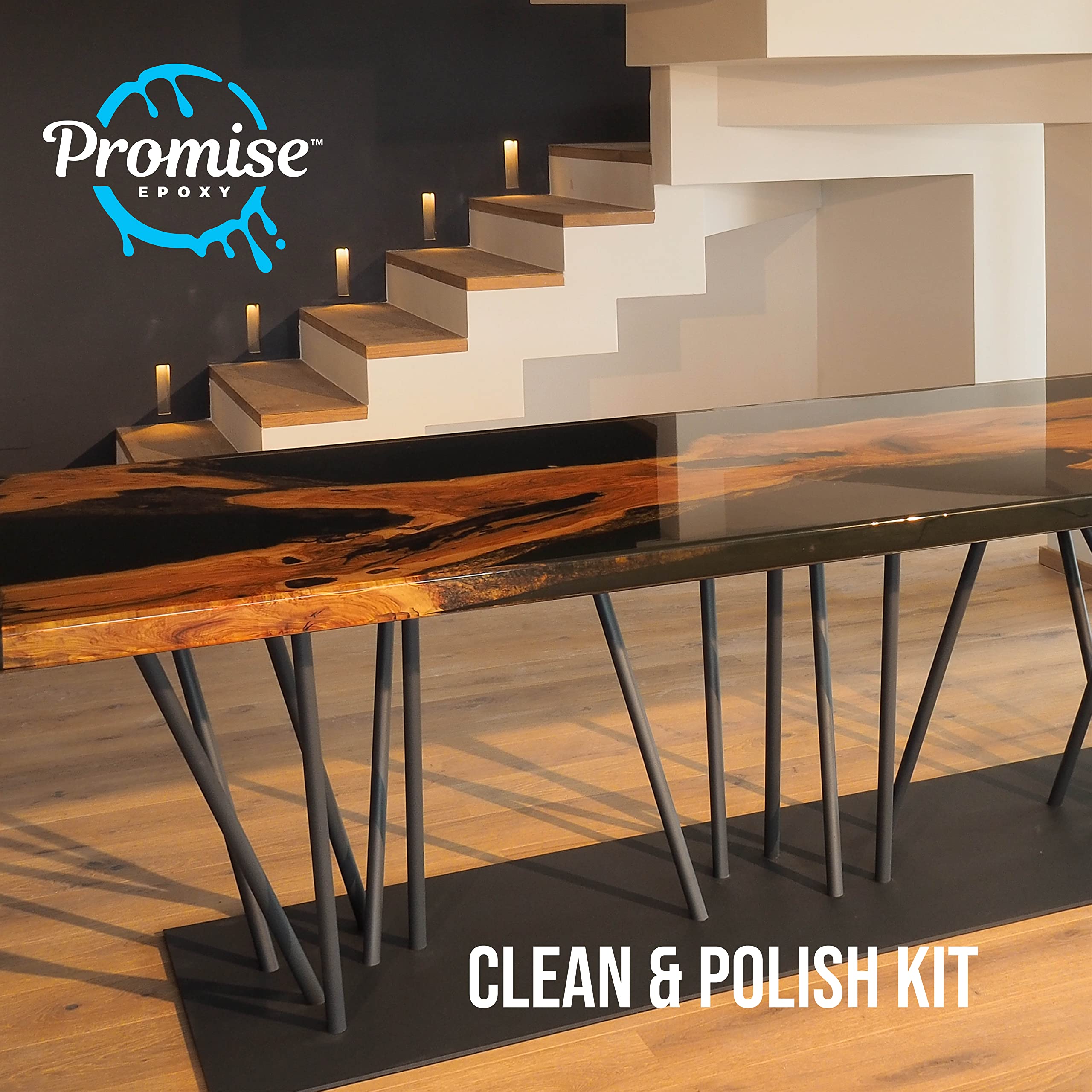 Promise Epoxy - 32 Ounce Kit of Pro Polish (16oz) & Cleaner (16oz), Specially Formulated for Epoxy Resin & High Gloss Finishes,