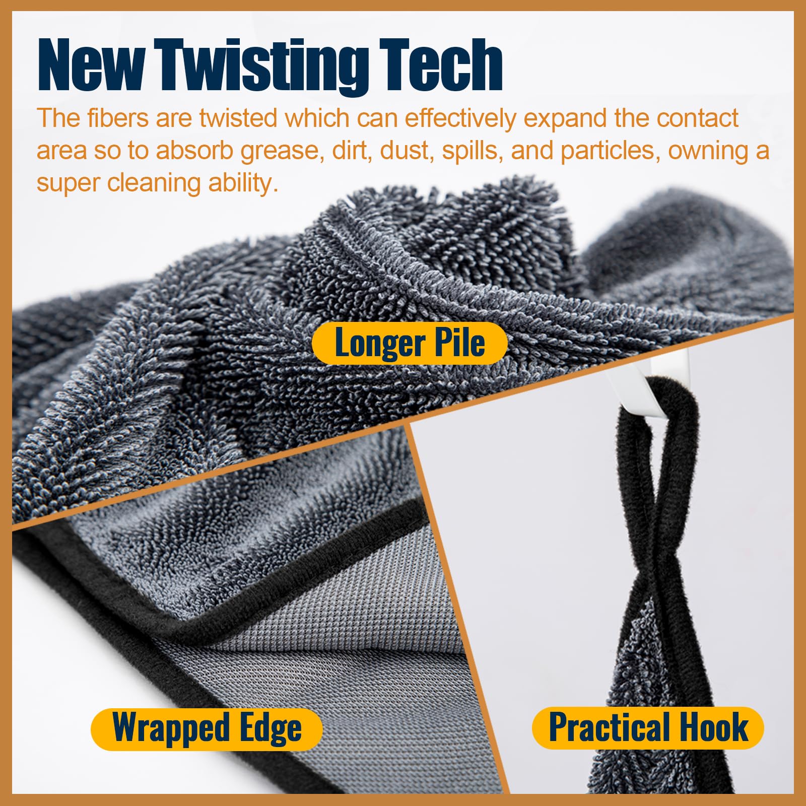 Airlab Microfiber Towels For Cars Drying Extra Large Super Absorbent Cleaning Cloth Auto Detailing Ultra Soft, Lint-Free, Streak-Free 600Gsm, 24'' X 35'', 1 Pack