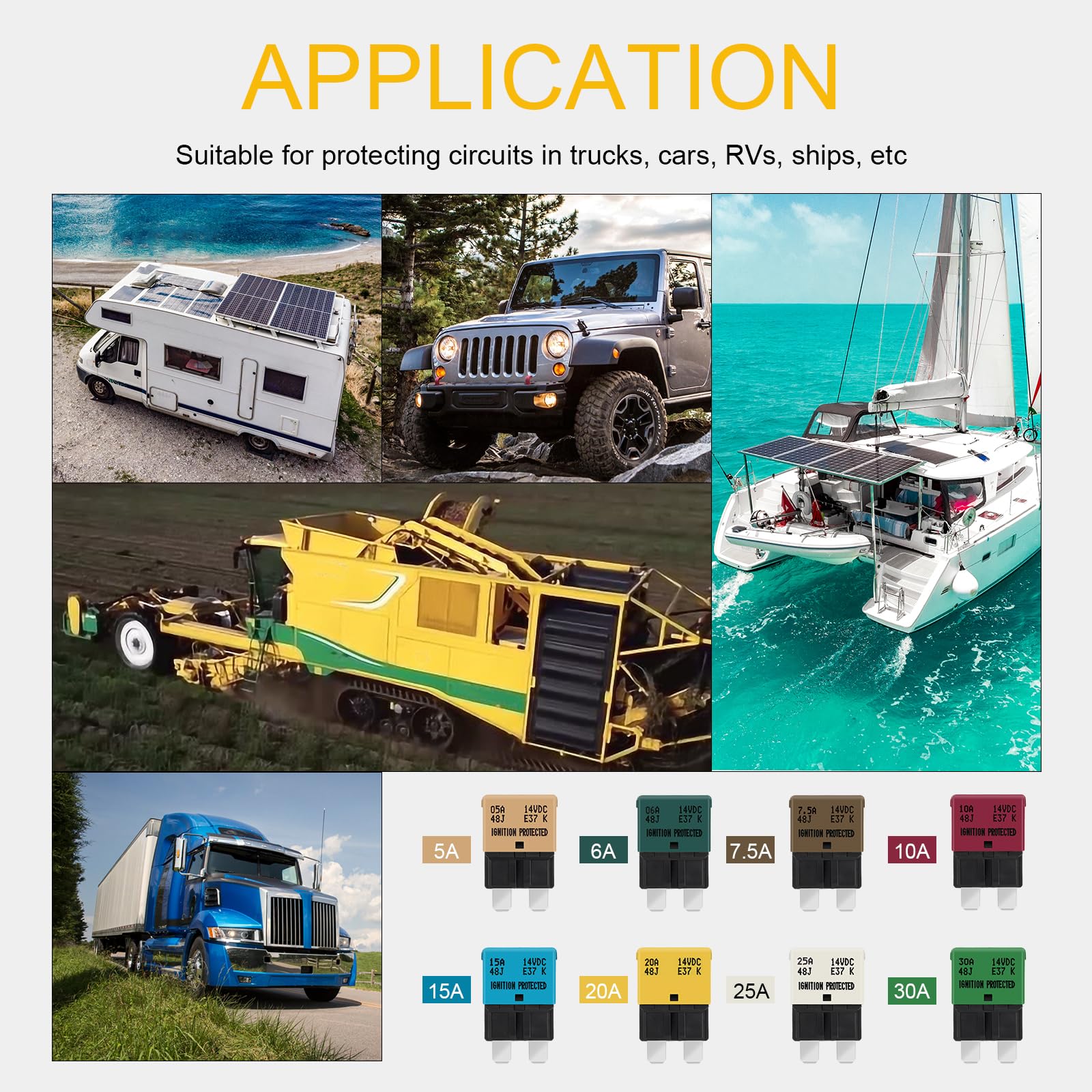 Gloso Circuit Breakers E37 Auto (T1) Reset Low Profile Atc/Ato - (6A - 3 Pack)