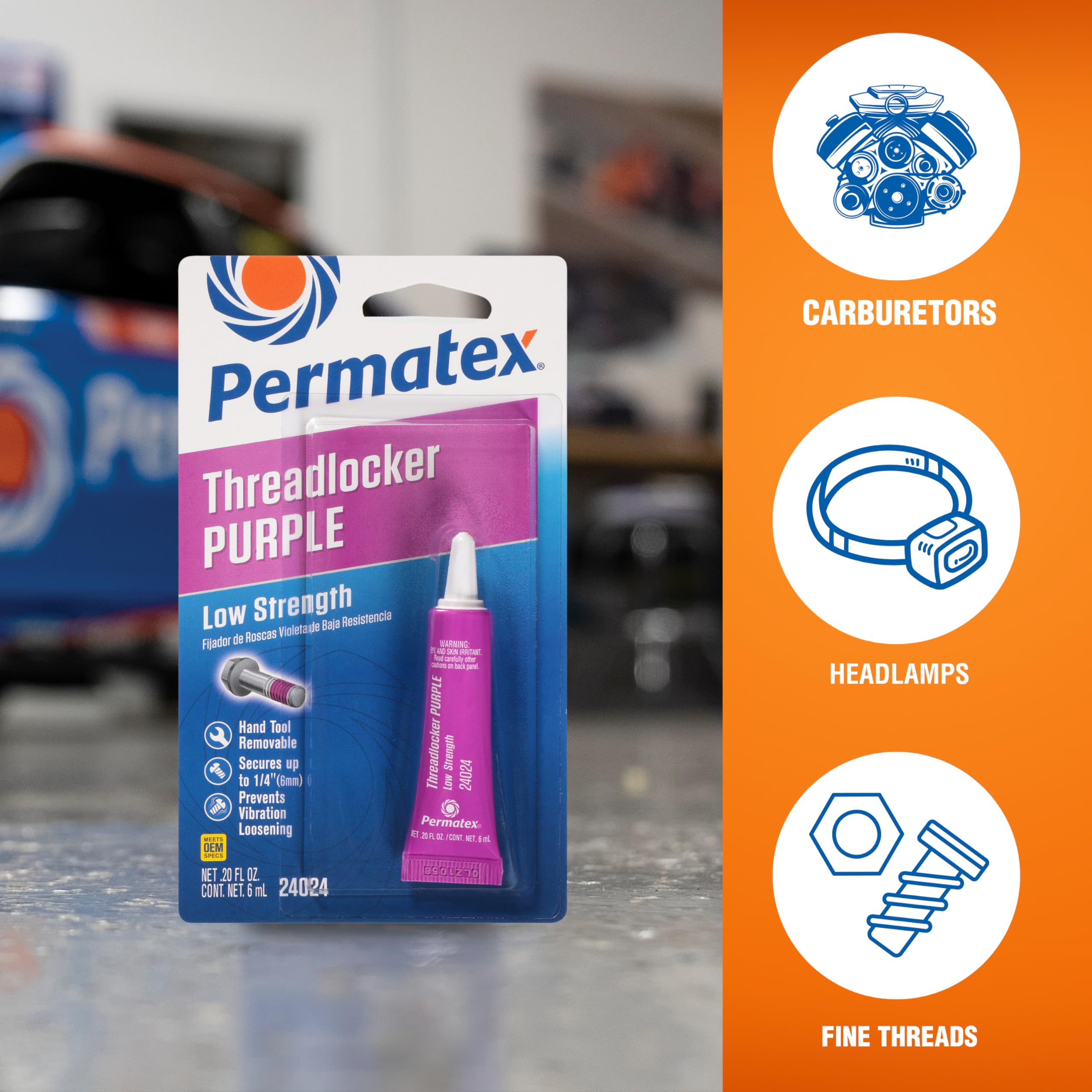 Permatex 24024-6PK Low Strength Threadlocker Purple, 6 ml (Pack of 6)
