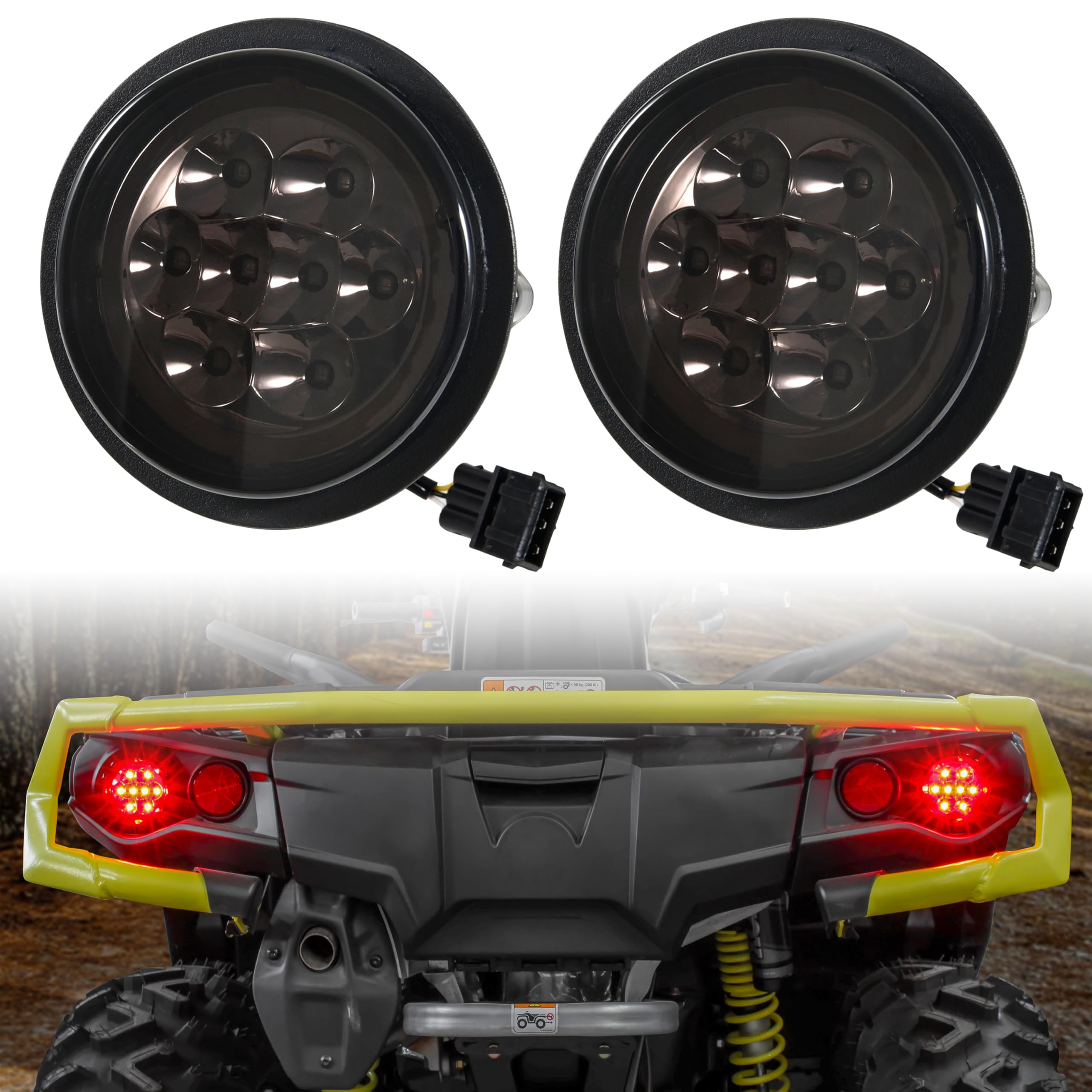 Sautvs Led Taillights Assembly For Can Am Outlander, Smoked Black Rear Brake Stop Lights Tail Lamps Fit For Can-Am Outlander/Commander/Maverick 2011-2022 Accessories, Replace Oem# 710001645, 2Pcs