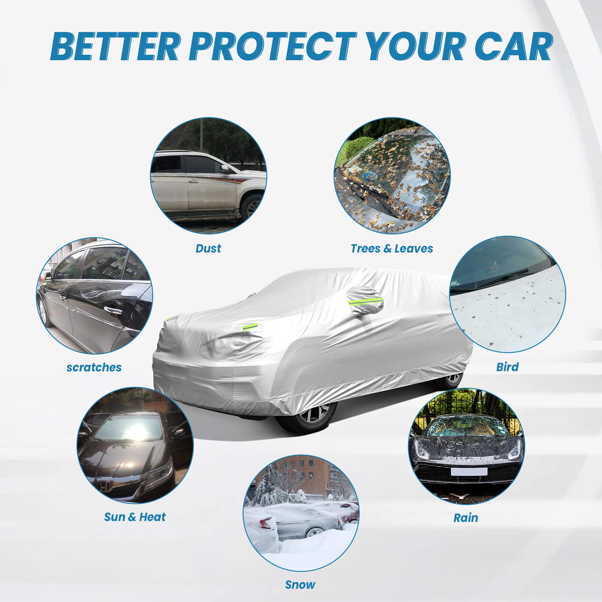 Gordita Suv Car Cover Waterproof All Weather, Outdoor Car Covers For Automobiles Car Covers Universal Fit Suv Up To 181