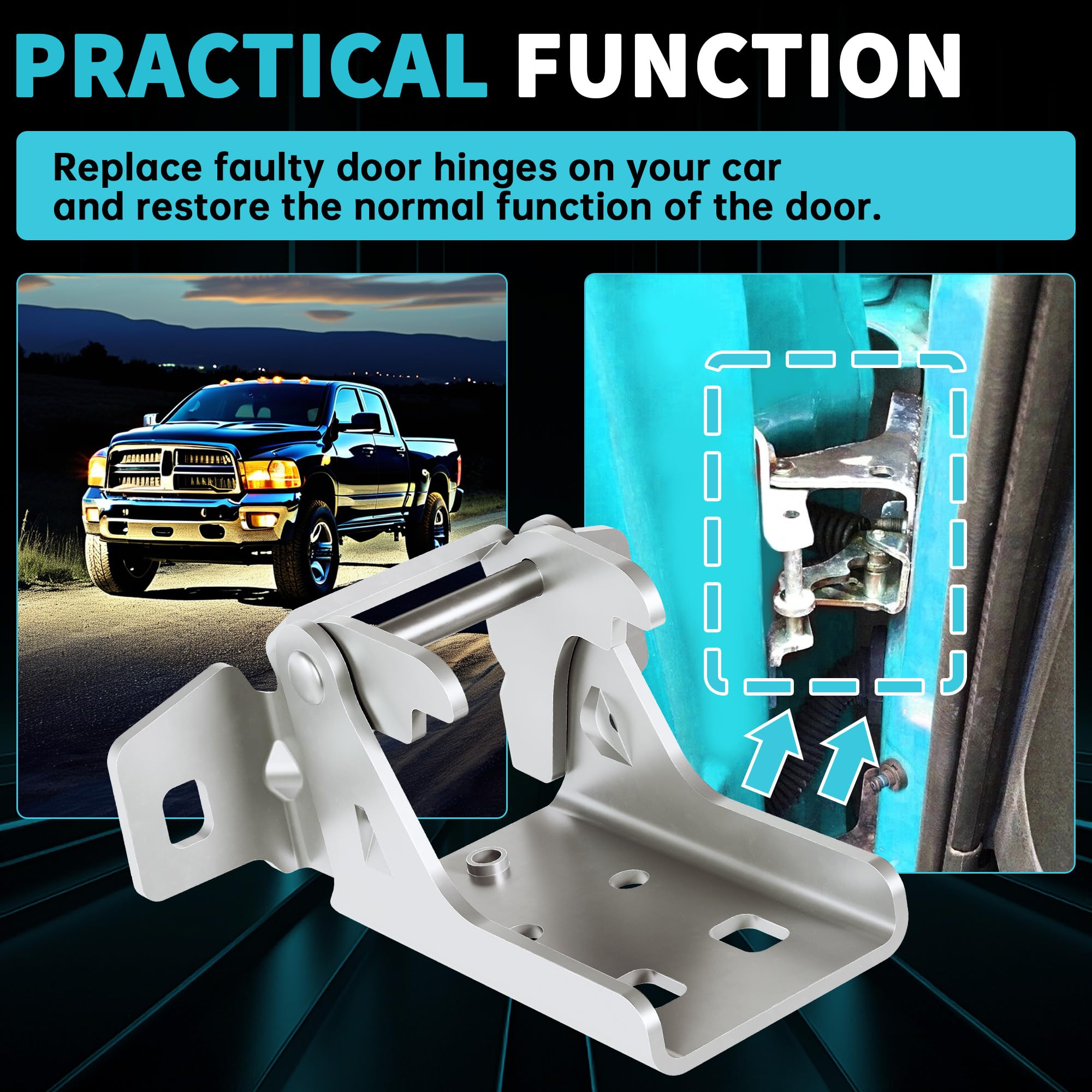 ECOTRIC Front Lower Door Hinge Assembly Compatible with 1996-2002 Dodge Ram 1500 2500 3500 Driver or Passenger Side Replacement for 55275464AC