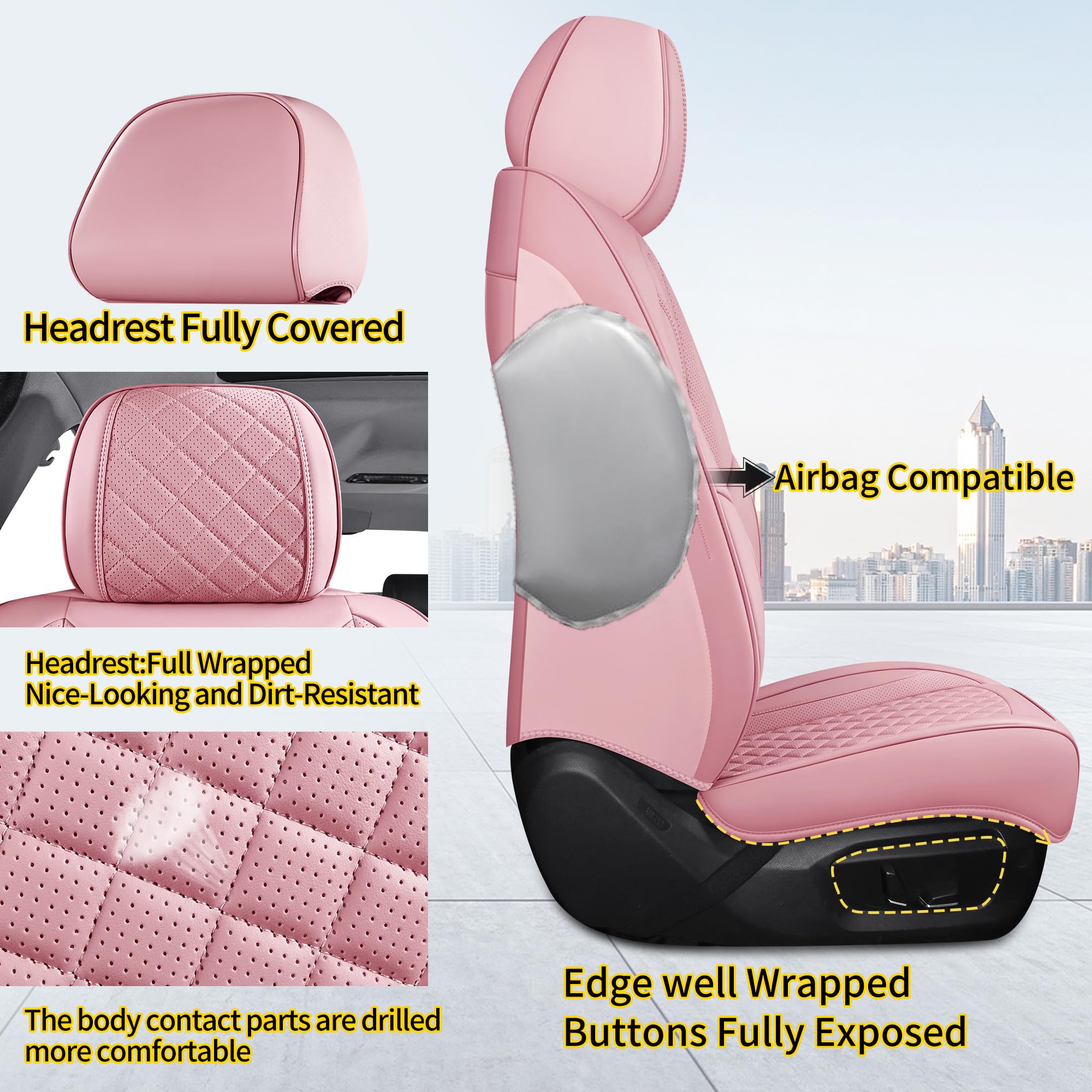 Chezope Automotive Car Seat Covers Full Set Universal Fit for Most Cars SUV Sedans Trucks Waterproof Leatherette Car Seat Covers