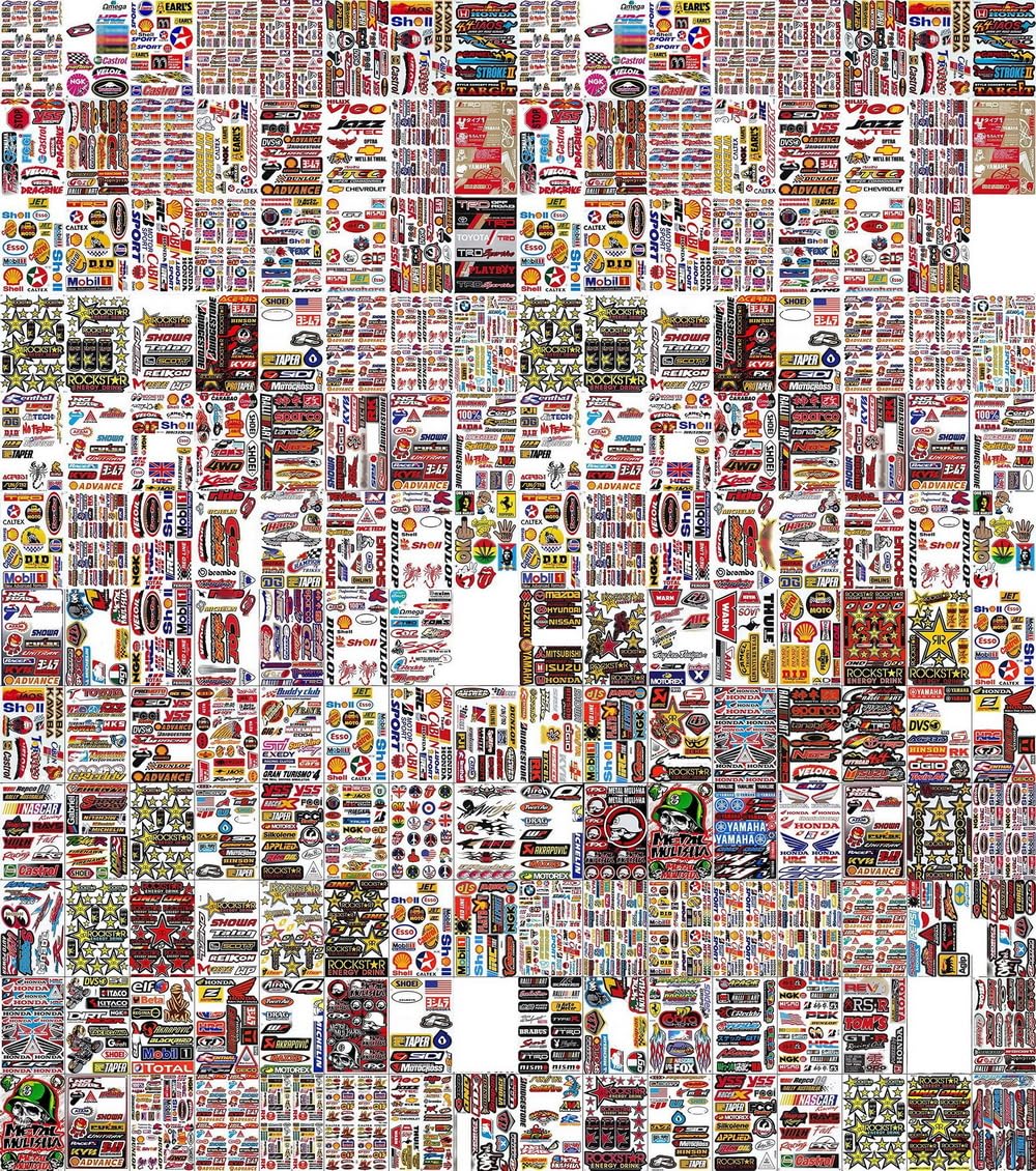 Pack Of Random 8 Sheets Car Racing Stickers Motocross Dirt Bike Stickers Decal Sponsored Sticker Brand Logo Motorcycle Truck Bic