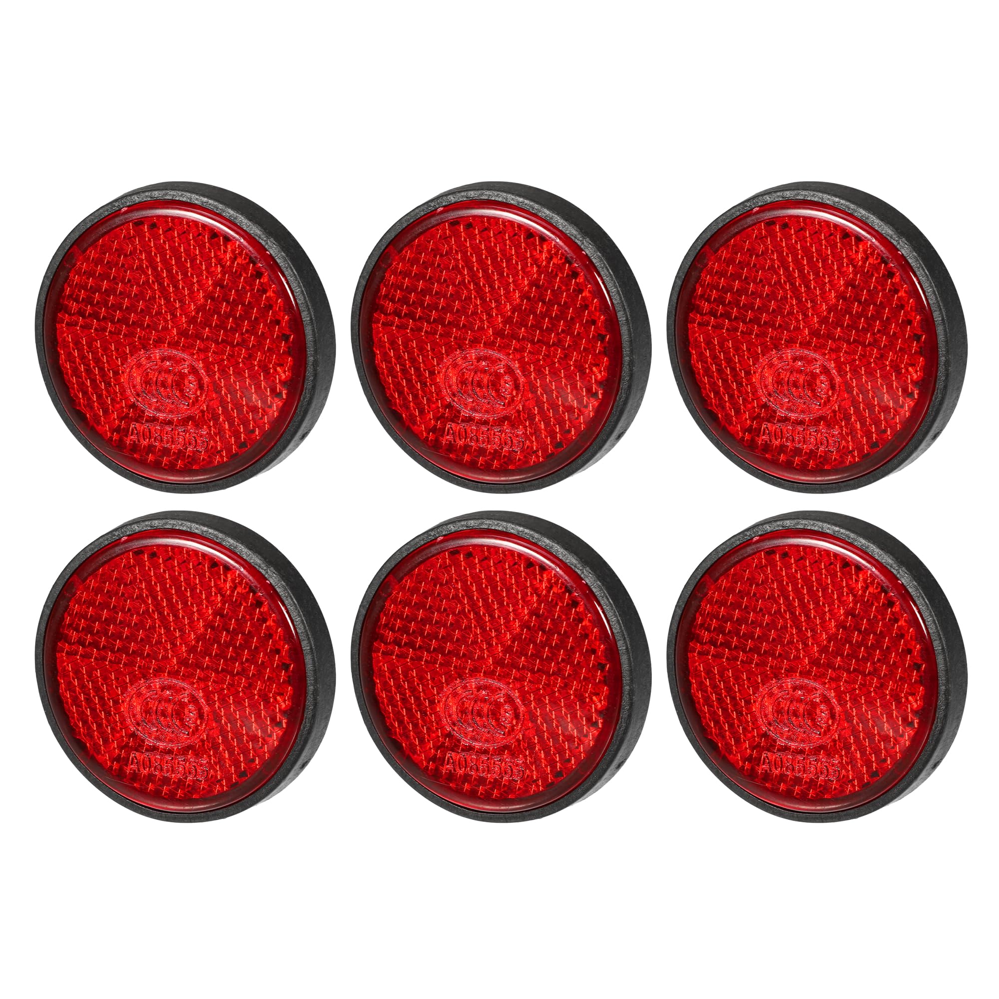 Partuto 6Pcs 1.73'X0.31' Universal Reflector - Round Motorcycle Bike Safety Reflector Increase Visibility And Safety On The Road - Plastic Red