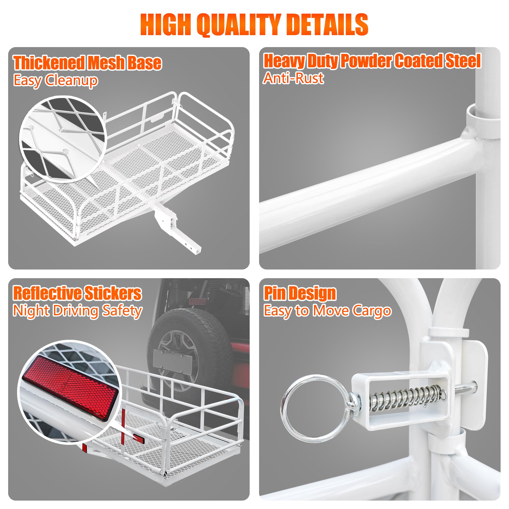 Kairay 500 Lbs Heavy Duty Hitch Mount Cargo Carrier 60'' X 24'' X 14.4'' Folding Cargo Rack Rear Luggage Basket Fits 2'' Receive