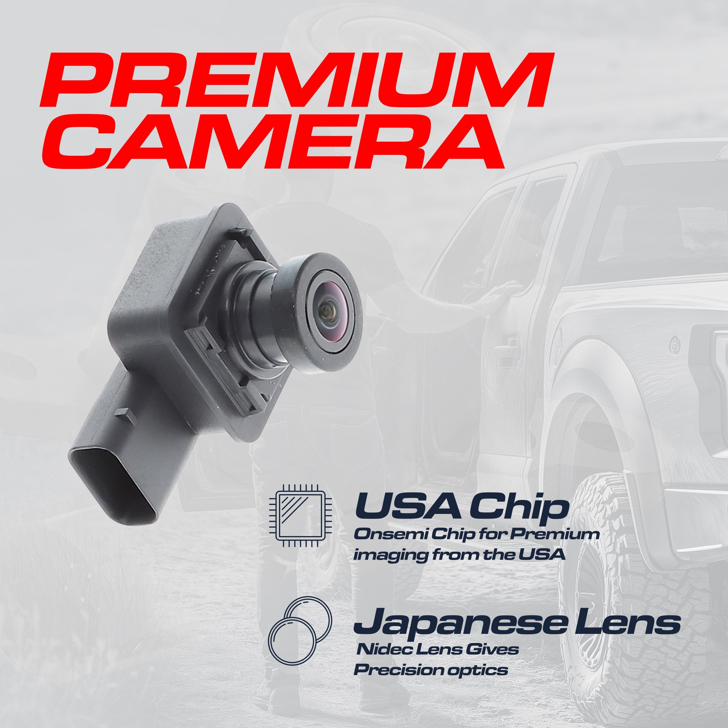Ford F150 Regular Cab / Extended Cab / Crew Cab w/ Trailer Hook-Up Lamp (2018-2020) OEM Replacement Backup Camera OE Part # JL3Z-19G490-M, JL3Z-19G490-L, JL3Z-19G490-B