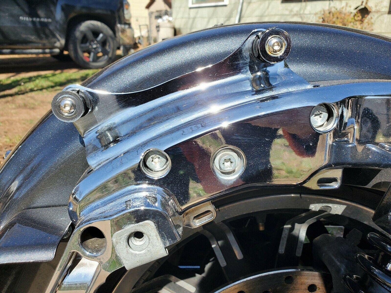 Ecotric Chrome 4 Point Docking Hardware Kit Compatible With 2014-2024 Harley Davidson Touring Street Glide Road King Electra Glide Year Replacement For 52300353