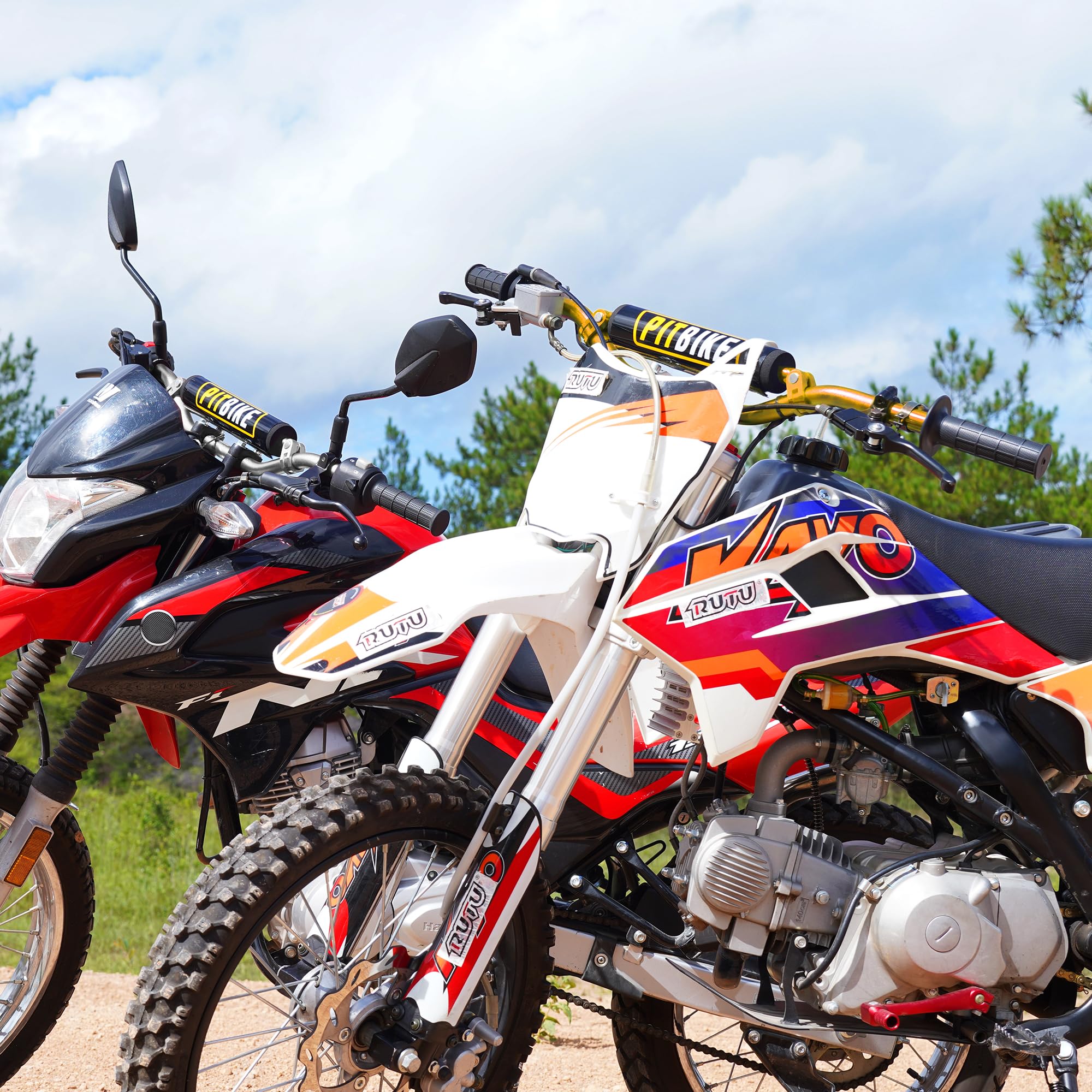 Motorcycle Handlebars 7/8 Inch,RUTU Universal Dirt Bike Handle Bar with Crossbar Pad Low-Rise Drag Bar for Motocross ATV Quad-Go