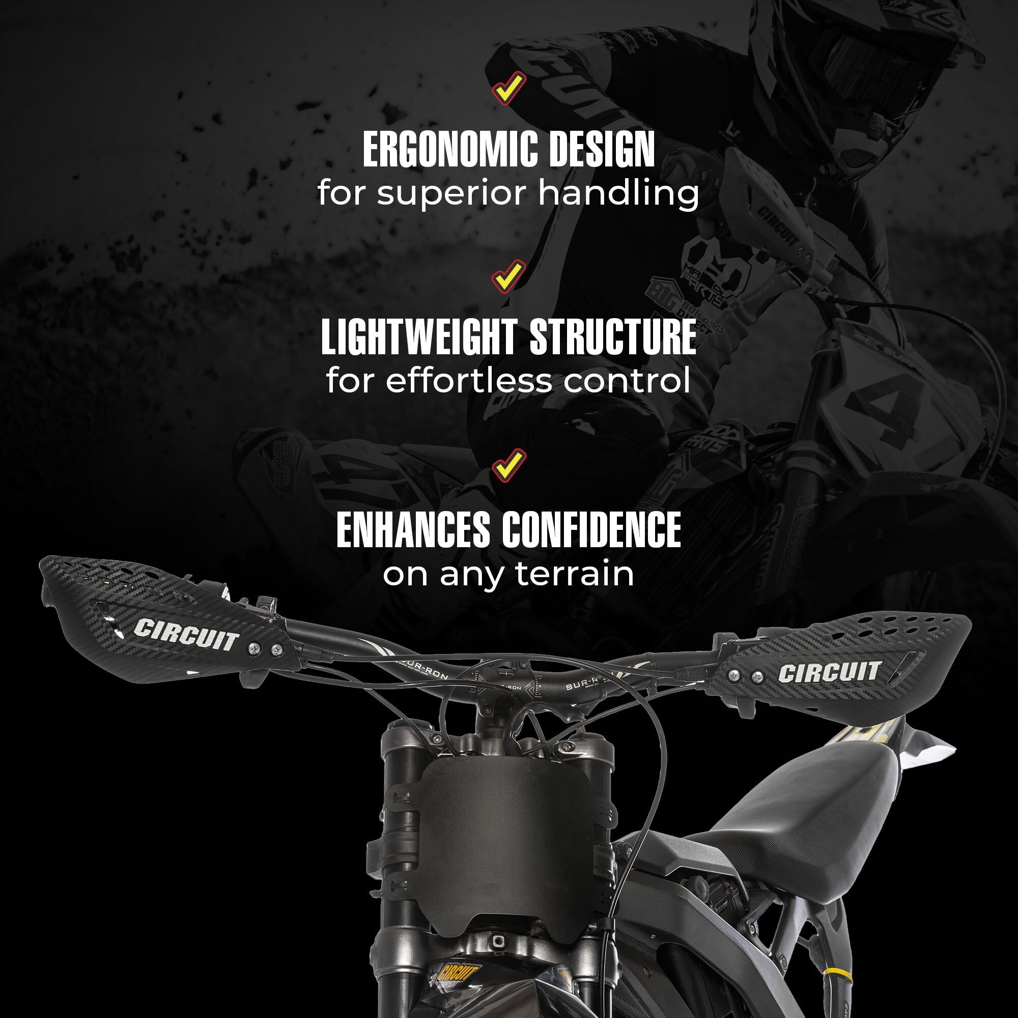 Circuit Equipment - Vector Bicolor Handguard - Nylon Temples And Textured Carbon Shell - Lightweight Protection With Universal F