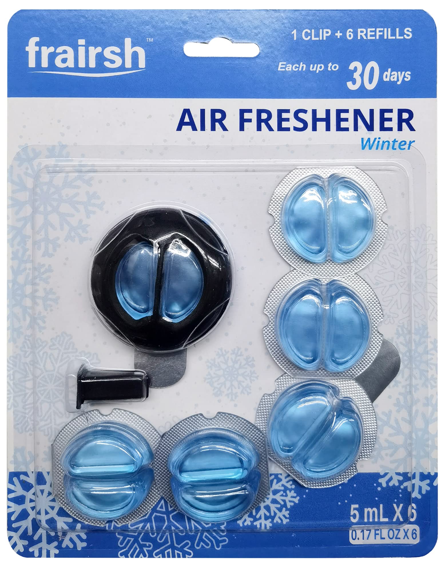 Frairsh Car Air Fresheners Vent Clips, Car Scents Air Freshener Pack Of 6, Winter Car Fresheners Up To 180 Days Long Lasting, Od