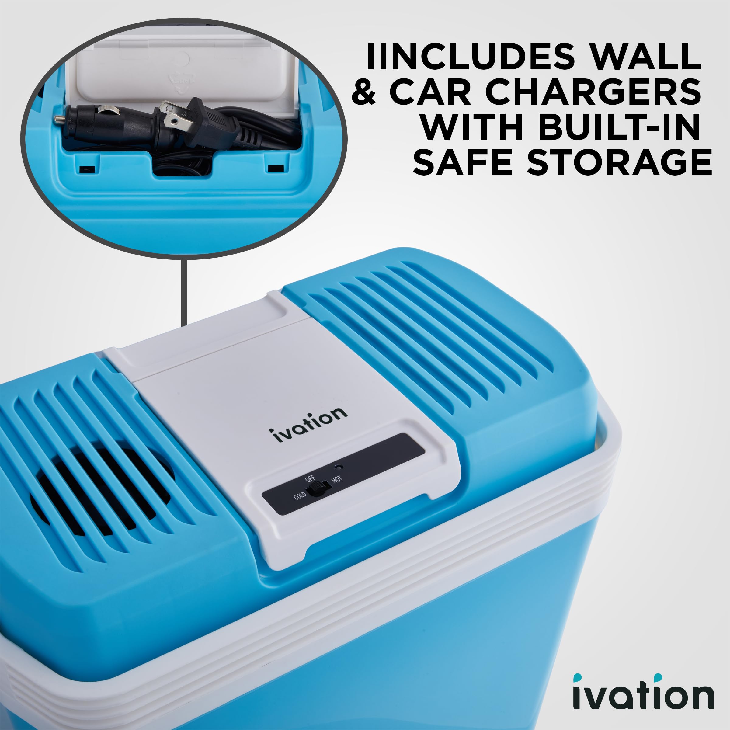 Ivation Electric Cooler & Warmer With Handle | 24 L Portable Thermoelectric Fridge For Vehicles & Trucks| 110V Ac Home Power Cor