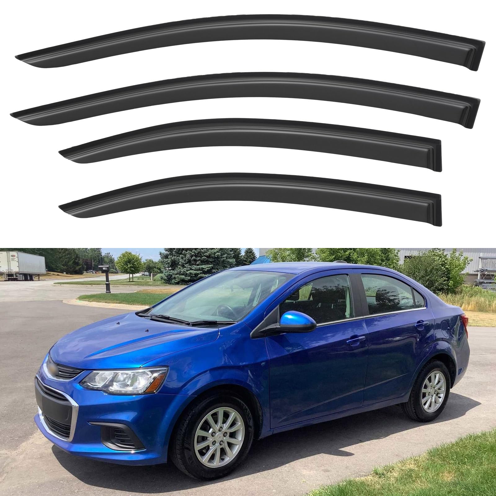 Window Visors Rain Guards For 2012-2020 Chevy Sonic Sedan, Out-Channel Window Vent Wind Deflectors Visors Shades For 12-20 Chevy
