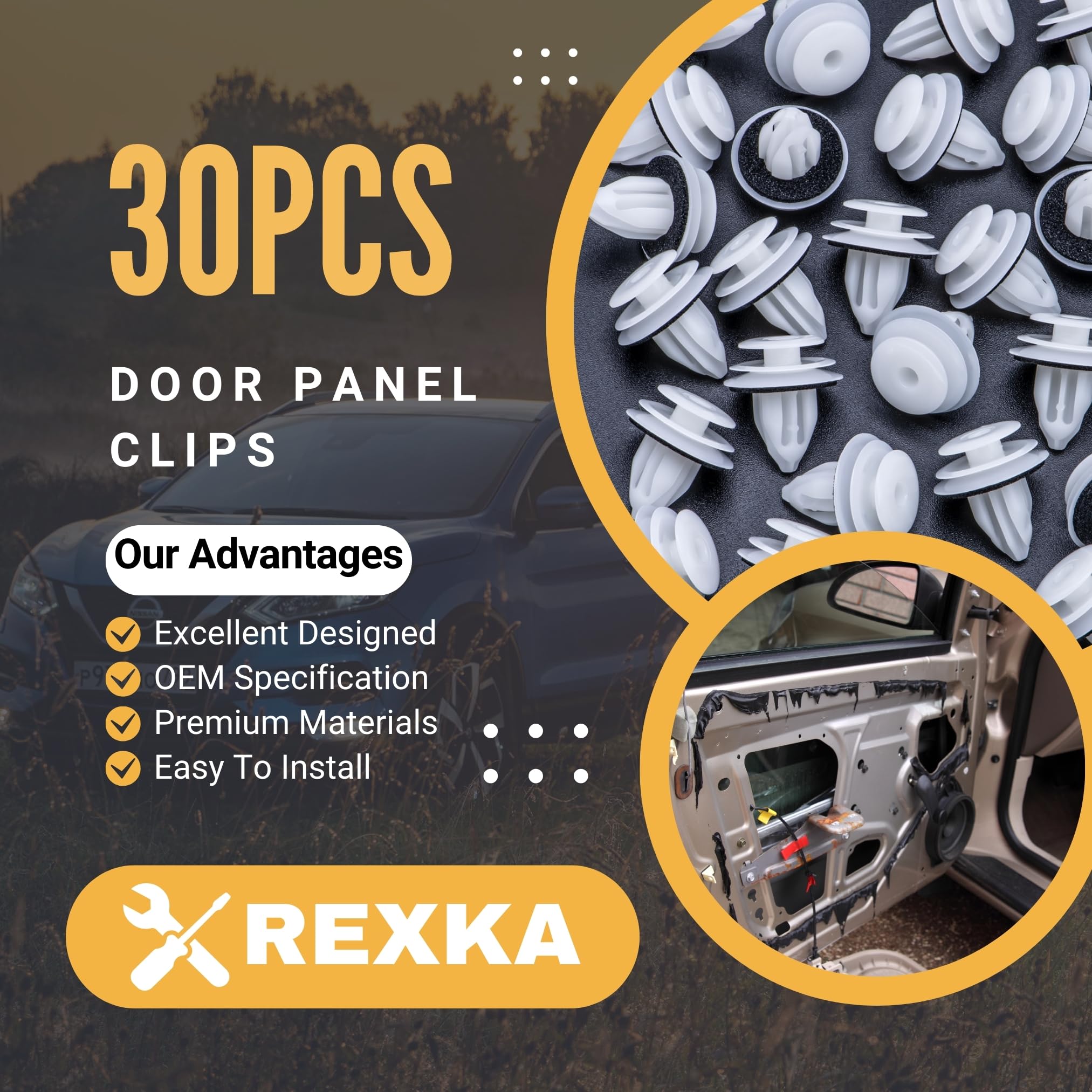 Rexka 30Pcs Door Trim Panel Retainers Clips Compatible With Lexus Toyota 90467-A0005 Camry, Fj Cruiser, High Lander, Rav4, 4-Run