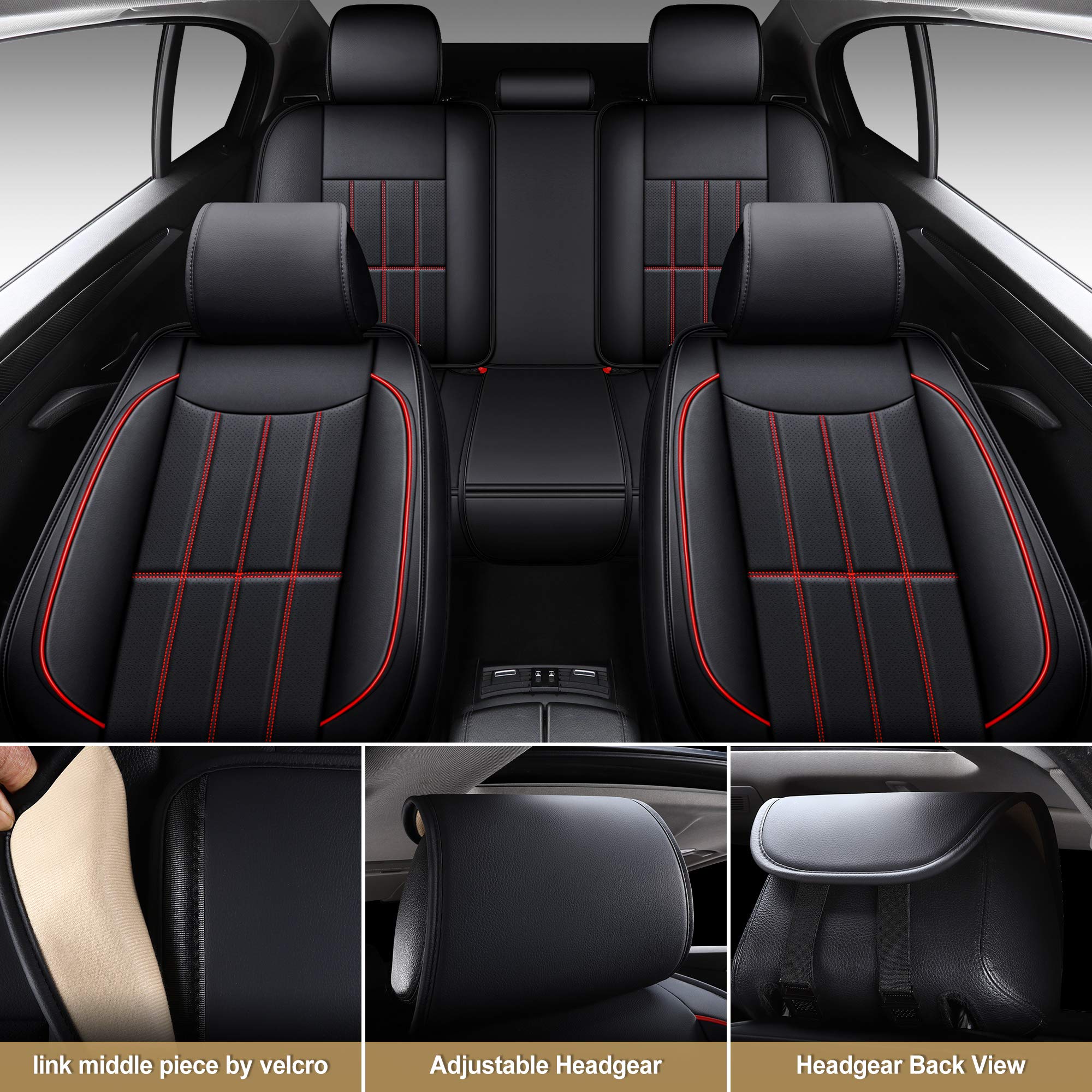 Aoog Leather Car Seat Covers, Leatherette Automotive Vehicle Cushion Cover For Cars Suv Pick-Up Truck, Universal Non-Slip Vehicl