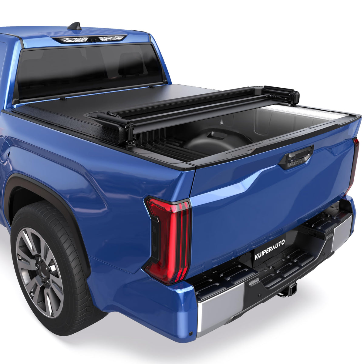 KUIPERAUTO Soft Quad Truck Bed Tonneau Cover Compatible for 2014-2021 Toyota Tundra 6.5ft Bed (incl Utility Track System w/LED L