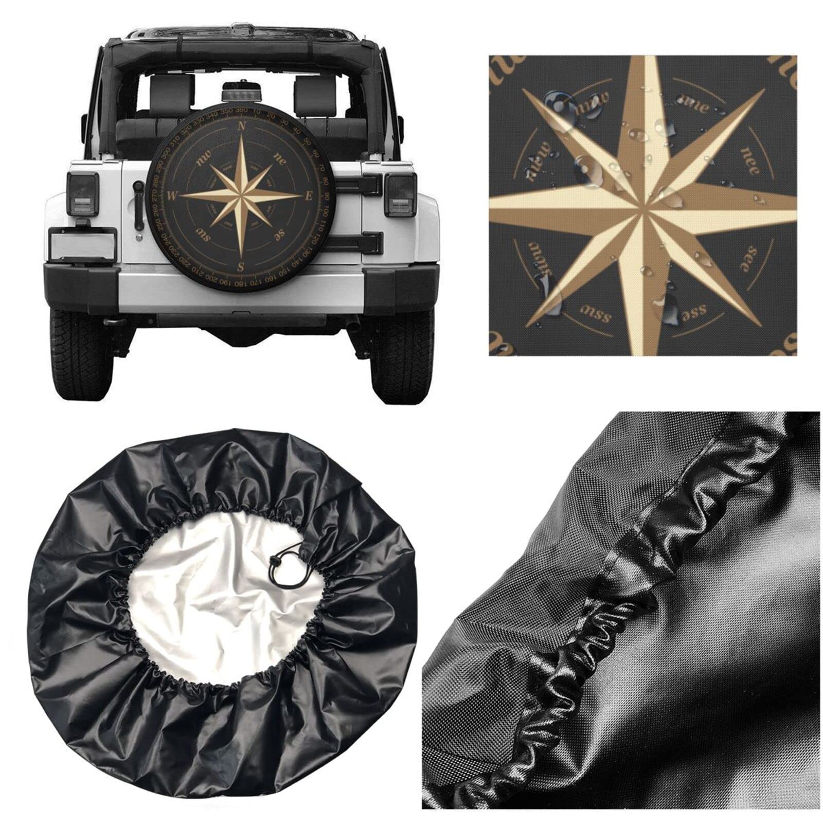 Compass Rv Spare Tire Covers - Universal Weatherproof & Dustproof Wheel Protectors for Trailer, SUV, Truck, Camper - 15''