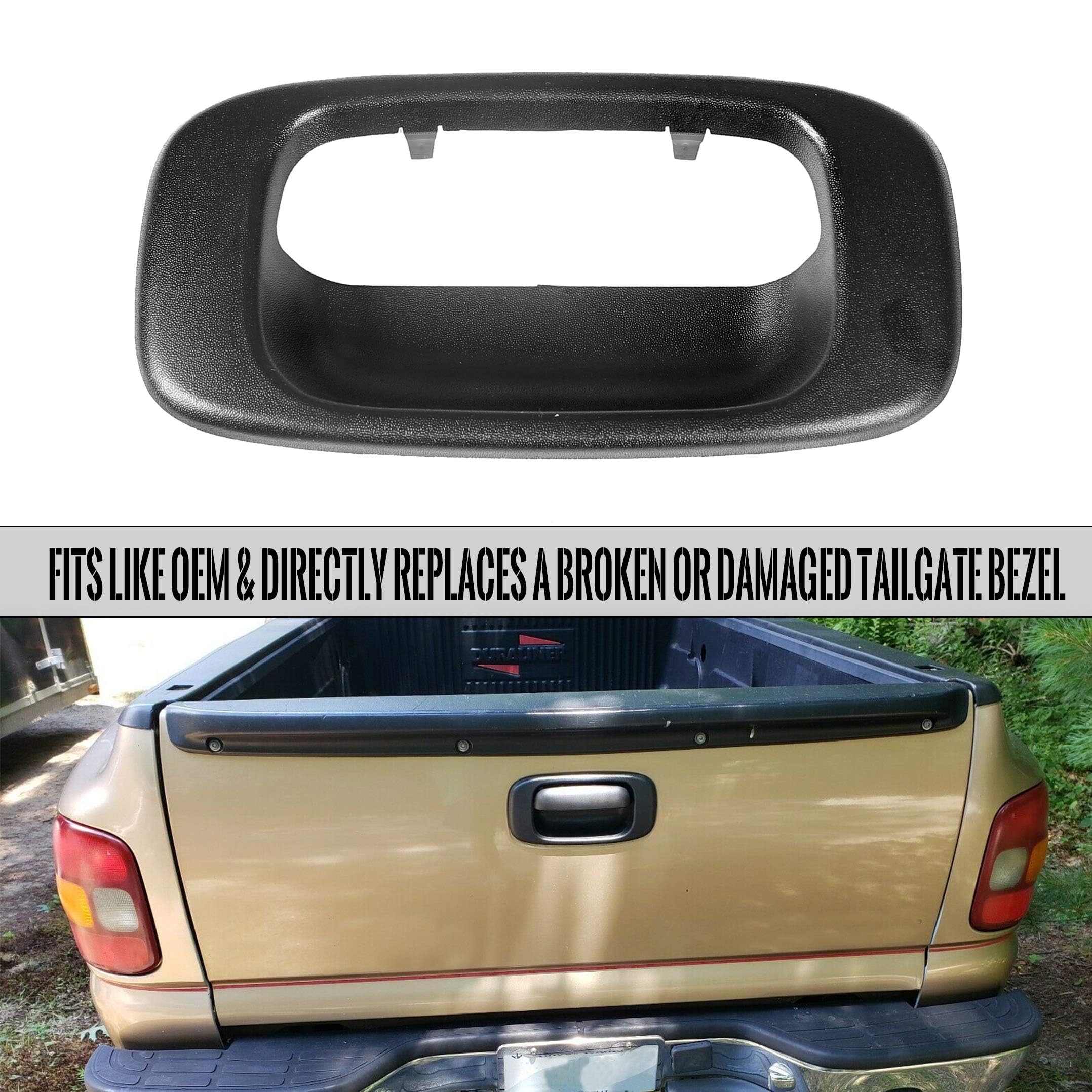 ECOTRIC Tailgate Handle Bezel Cover Compatible with 1999-2007 Chevy Chevrolet GMC Silverado Sierra 1500 2500 3500 HD Pickup Truck Replacement for 15228539 76106 GM1916102