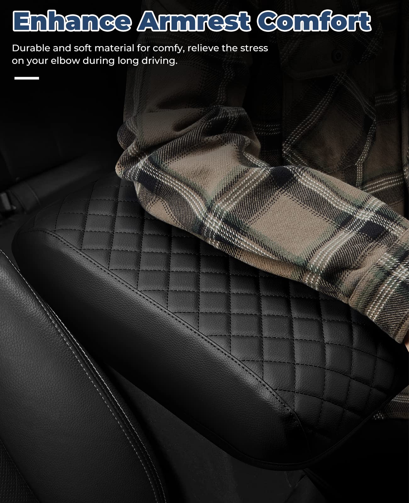 Issyauto Center Console Cover Customized Armrest Cover Compatible With 2010-2024 4Runner, Soft Cozy Leather Arm Rest Covering Fo