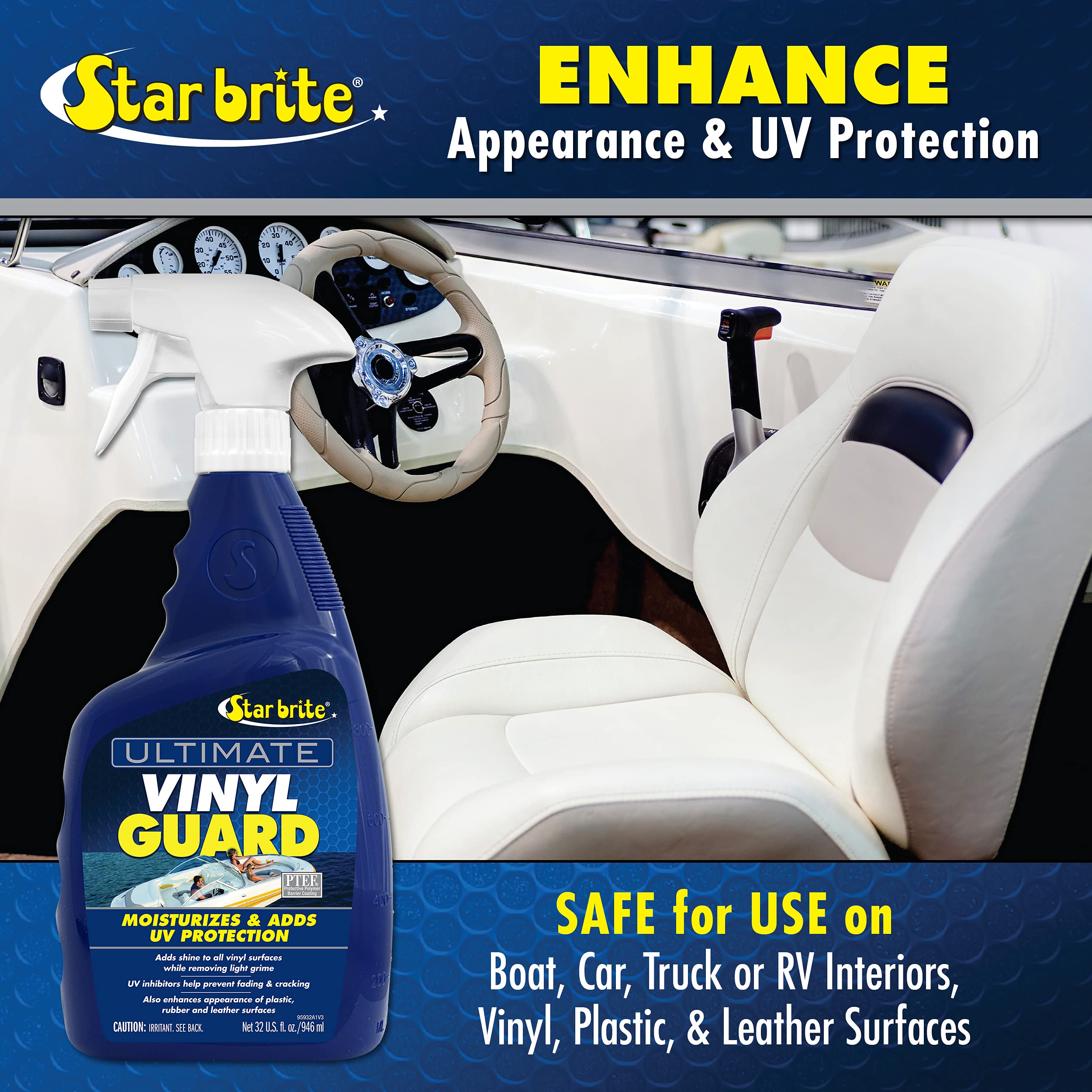 STAR BRITE Ultimate Vinyl Guard - Spray on Protection & Shine - Prevent Fading & Cracking - Keep Vinyl, Leather, Plastic & Rubbe