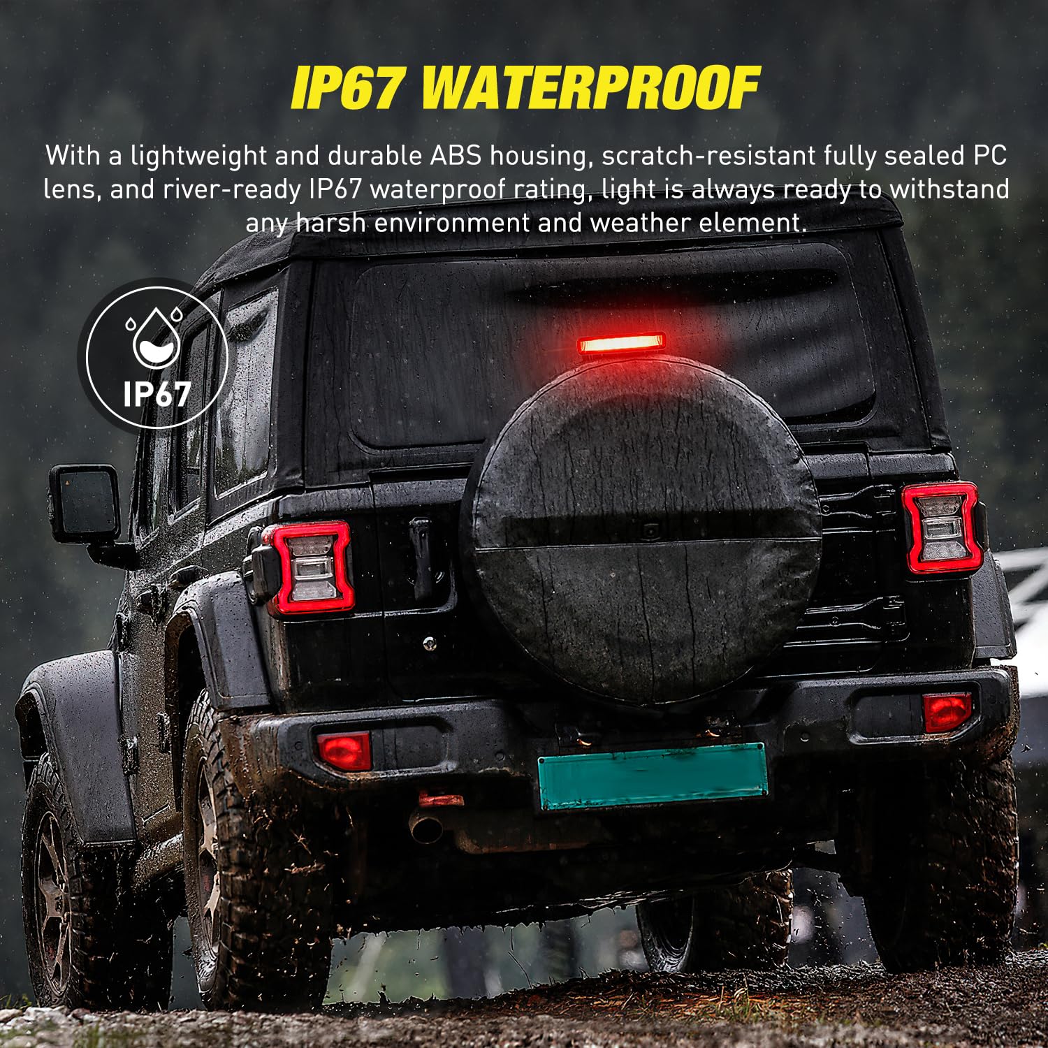 Nilight Third Brake Light Tail High Mount Stop Lights Replacement For 2018-2023 Wrangler Jl Accessories Led Lamp With Smoked Len