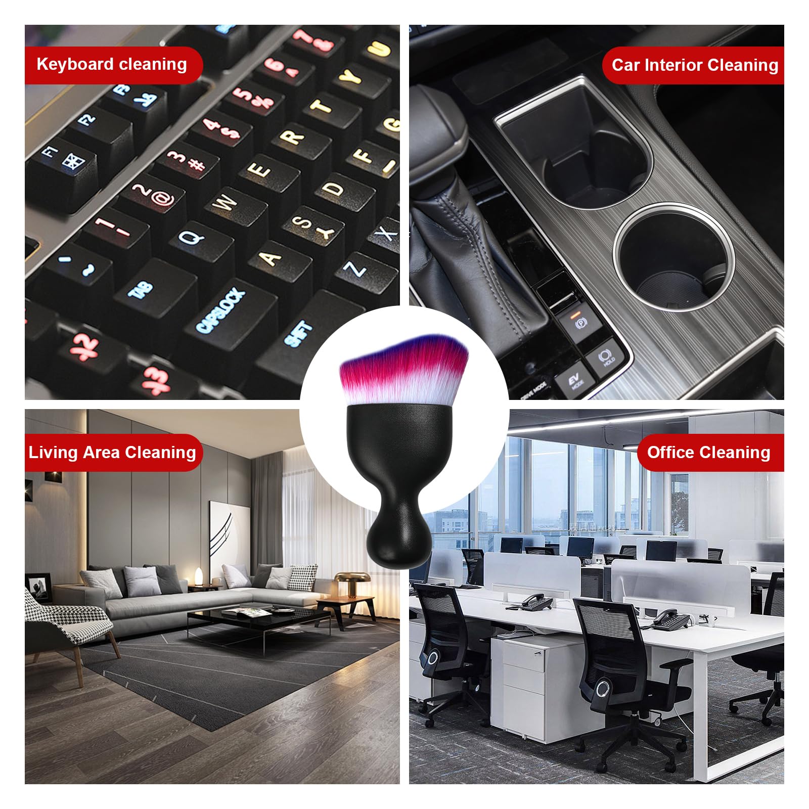 Ziciner 2 Pcs Car Detailing Brush, Curved Soft Bristles Auto Removal Dust Collector, Universal Vehicle Dashboard, Air Conditione