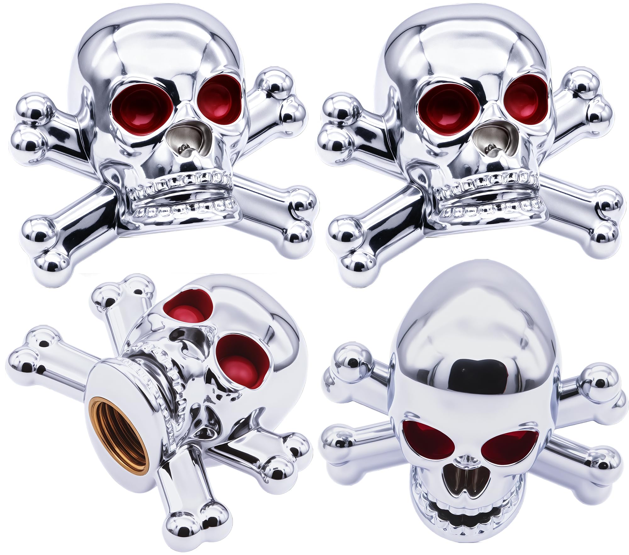 Meajoo 4Pcs Skull Style Tire Valve Stem Caps, With Rubber O-Ring, Universal Dustproof Tire Valve Stem Covers For Cars, Suv, Truc