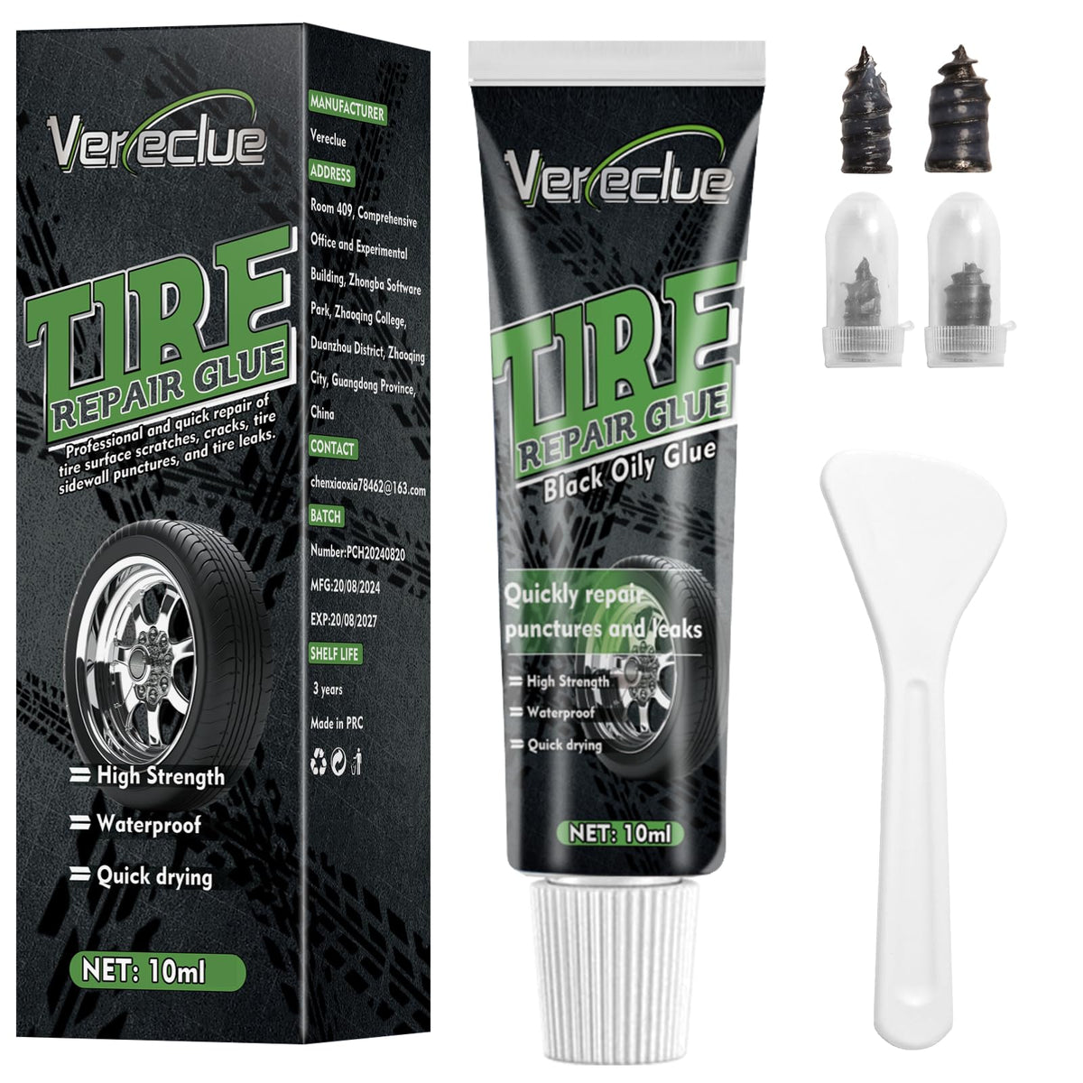 Tire Repair Glue, Sidewall Tire Repair Kit, Rubber Cement Tire Repair, Two Sizes Tire Repair Nail, Black Tire Glue Sidewall Repa
