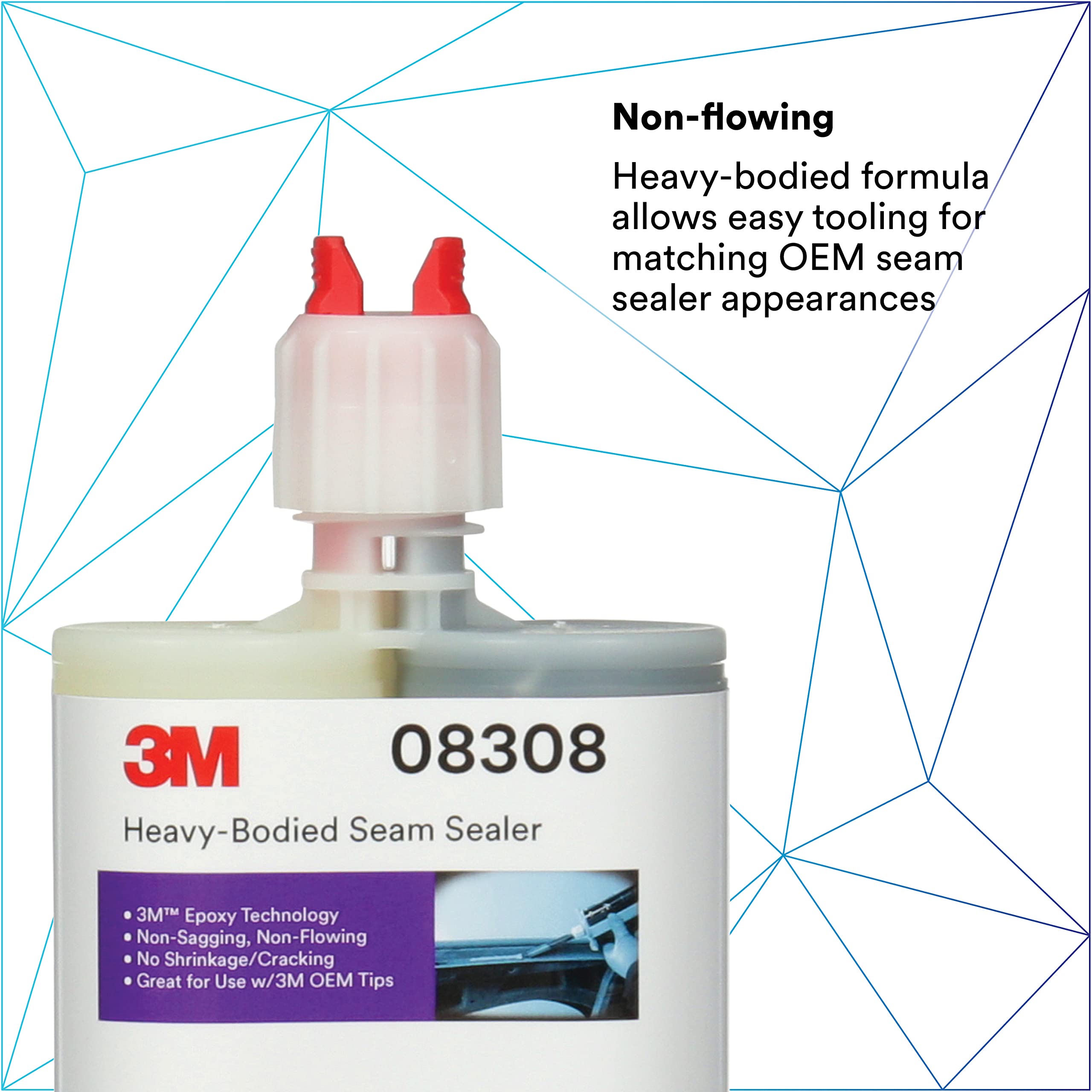 3M Heavy-Bodied Seam Sealer, 08308, Two-Part, Self-Mixing, Automotive Epoxy, 200 Ml/6.75 Fl Oz Cartridge , Black