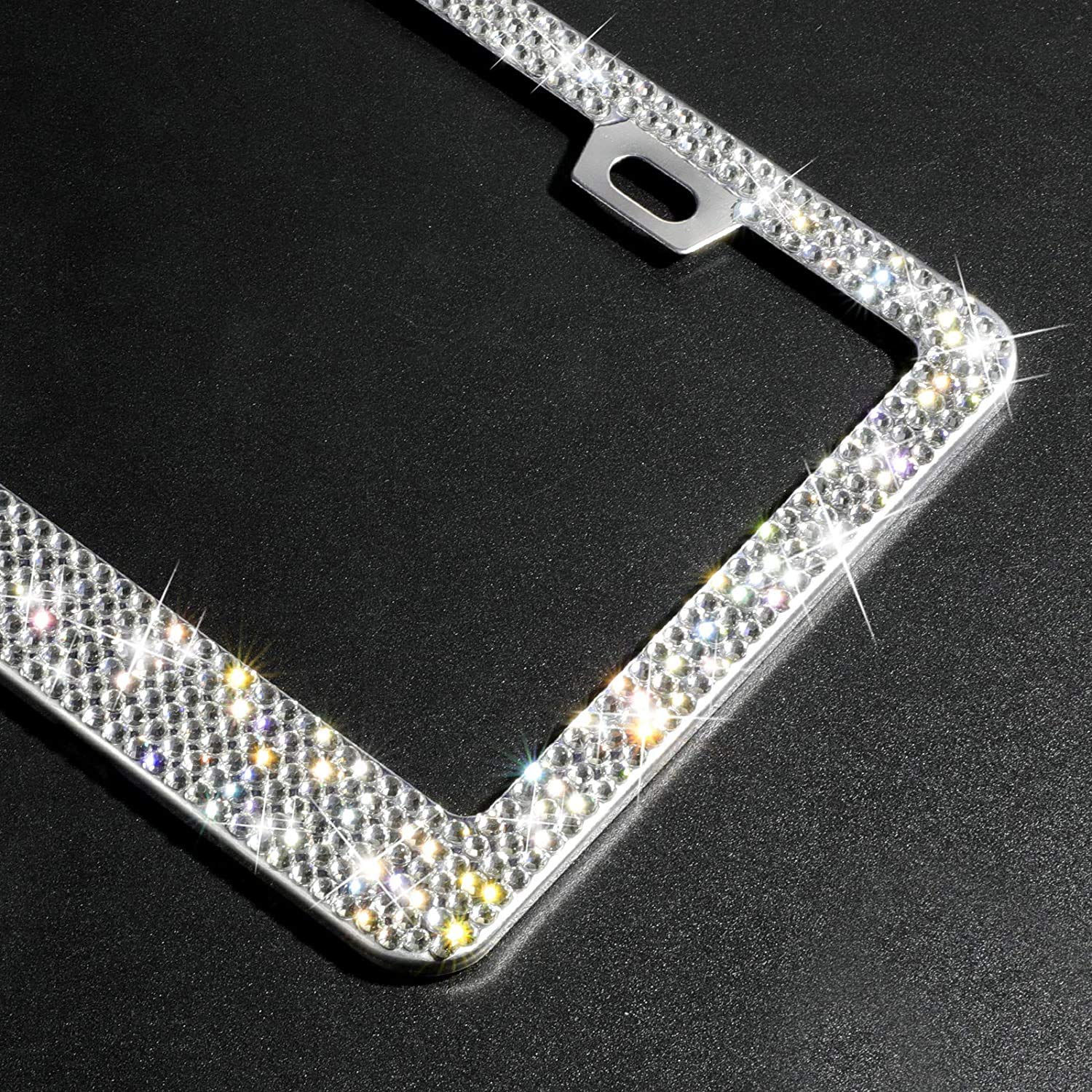 Tchipie 1 Pack Bling Rhinestone License Plate Frames, Bedazzled Sparkly Cute Diamond Car License Plate Frame, Glitter Crystal Ta