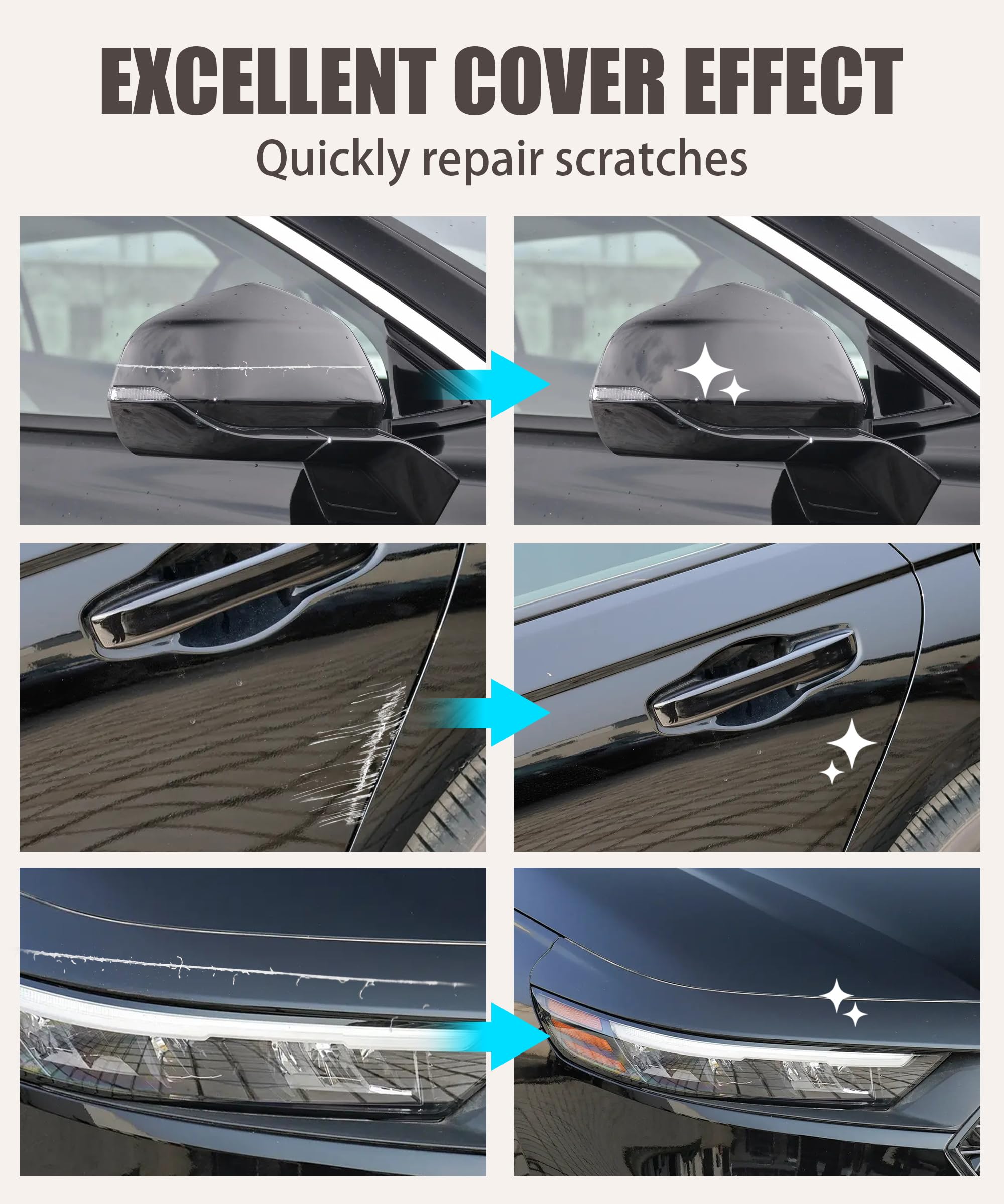 RACOONA Touch Up Paint Pen - Car Scratch Remover, Deep Scratch Repair for All Types of Cars (Black)