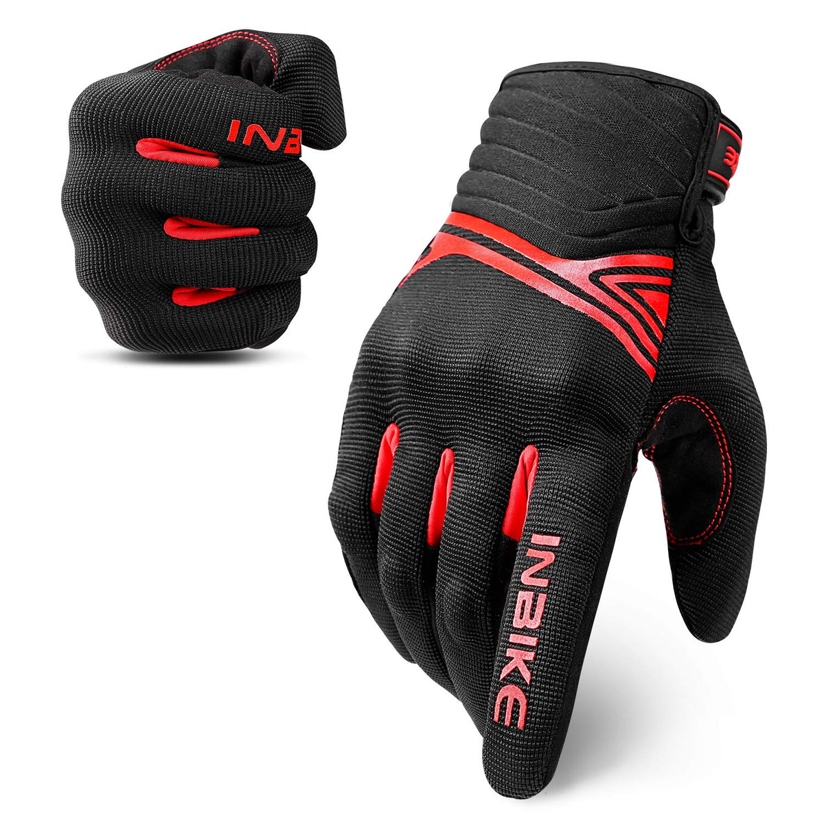 Inbike Breathable Mesh Motorcycle Gloves Touchscreen With Tpr Palm Pad Hard Knuckles Black Red X-Large
