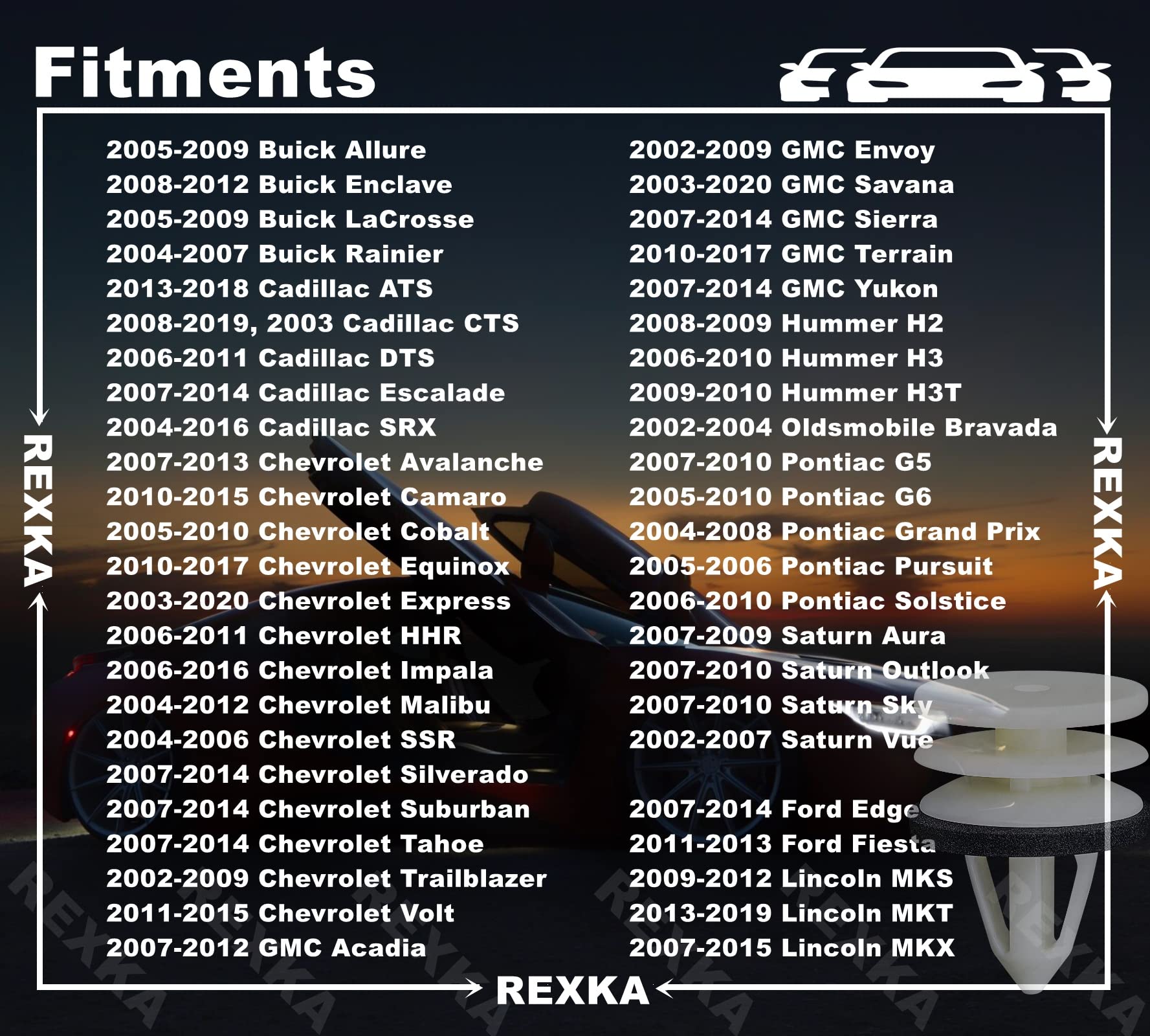 Rexka 31Pcs Door Trim Panel Retainer Clip 11519031 Compatible With Gm Chevrolet Hummer H2 Equinox Camaro Gmc Terrain Cadillac At